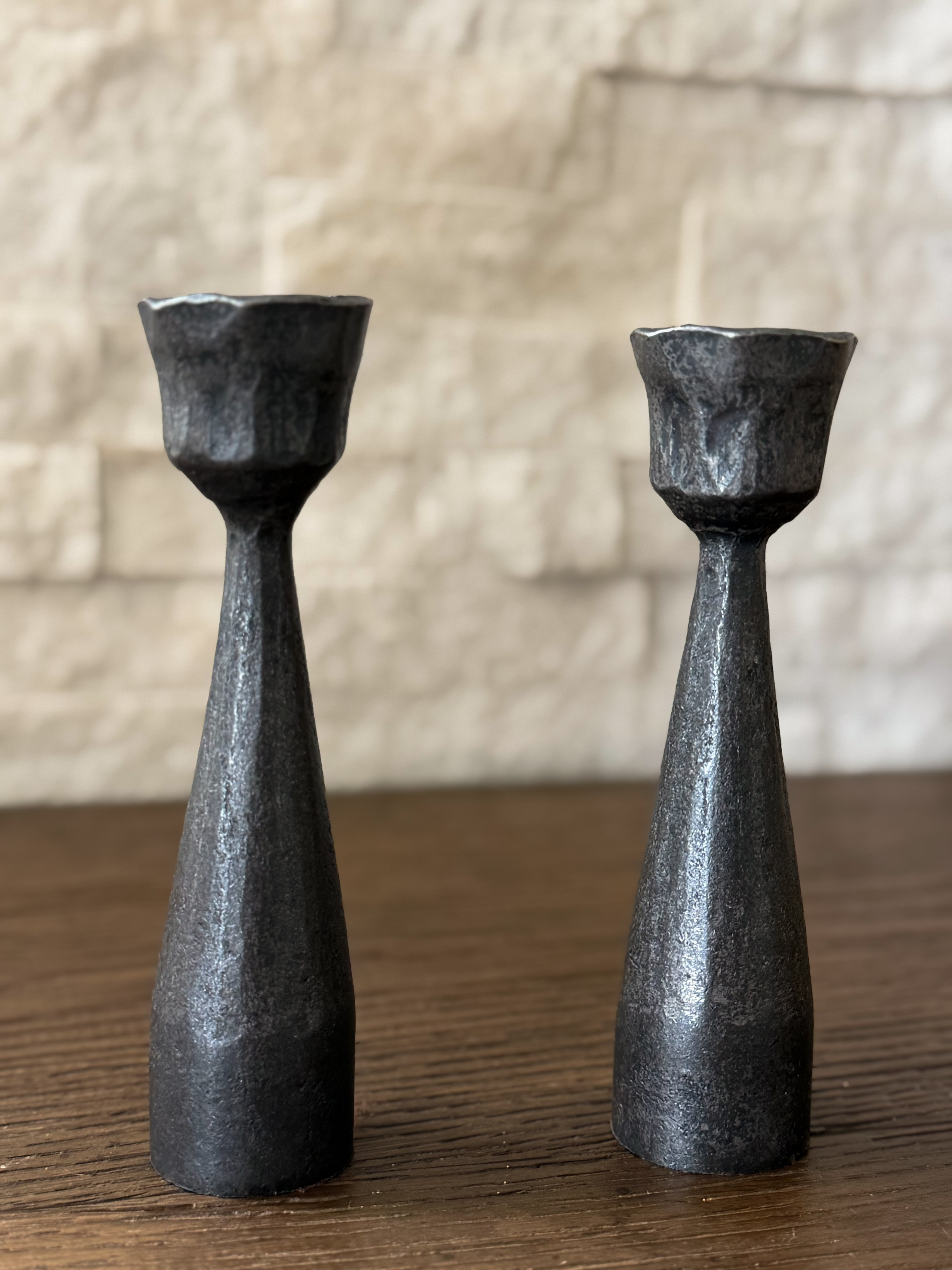 Forged Taper Candle Pair