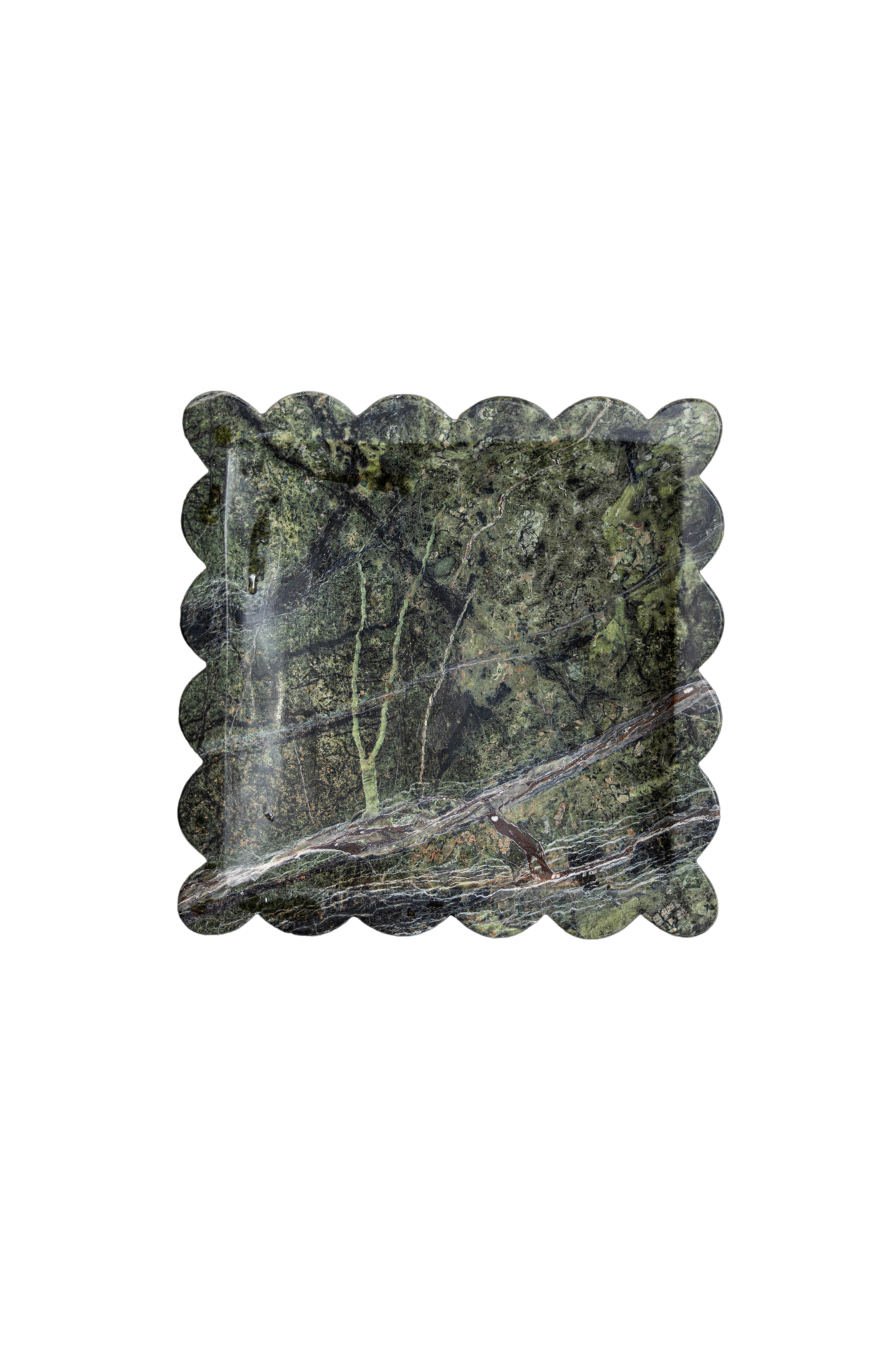 Emerald Scalloped Marble Tray