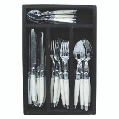 Jean Dubost 24 Pc Everyday Flatware Set | White