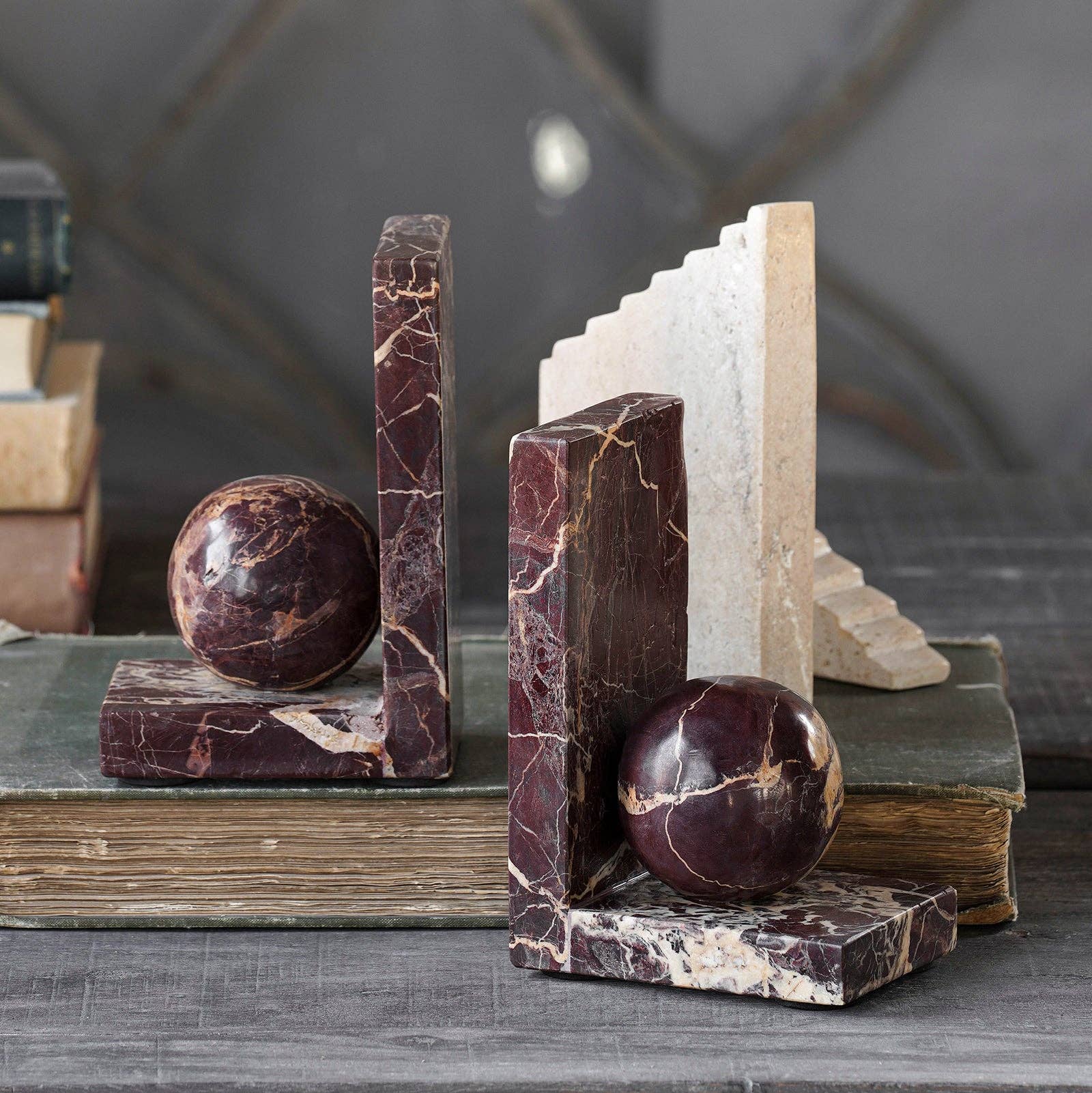 Rosso Levanto Sphere Bookends