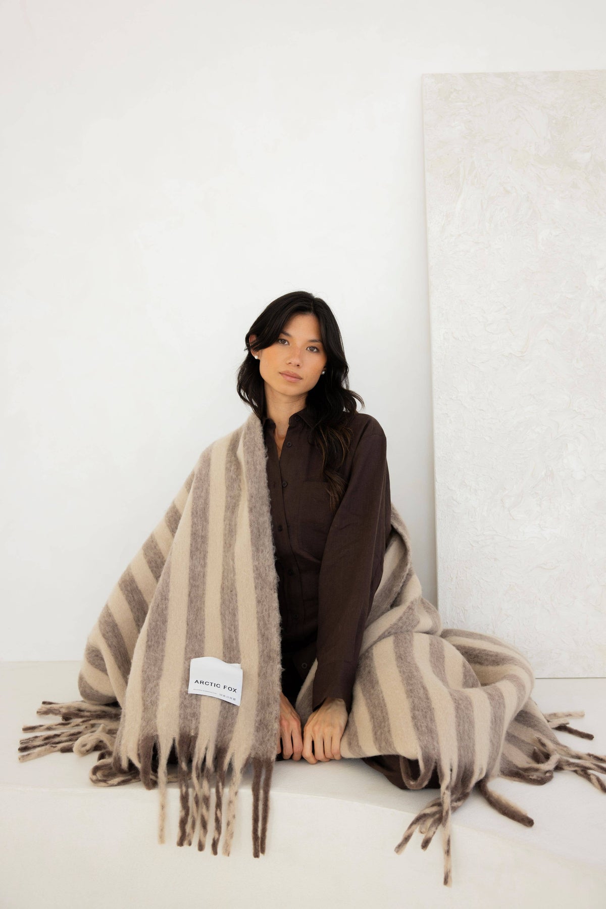 Burnt Umber Stripe Wool Throw