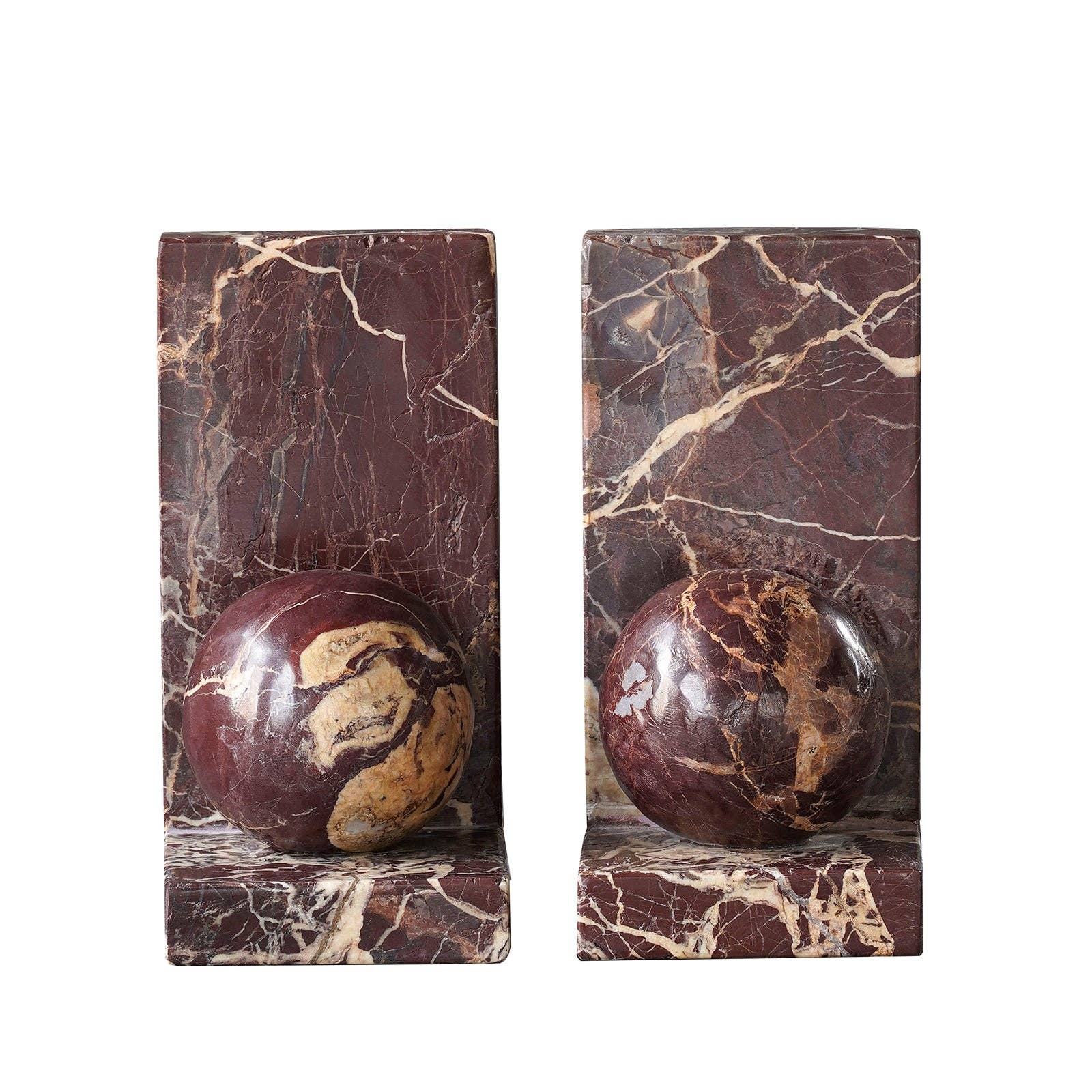 Rosso Levanto Sphere Bookends