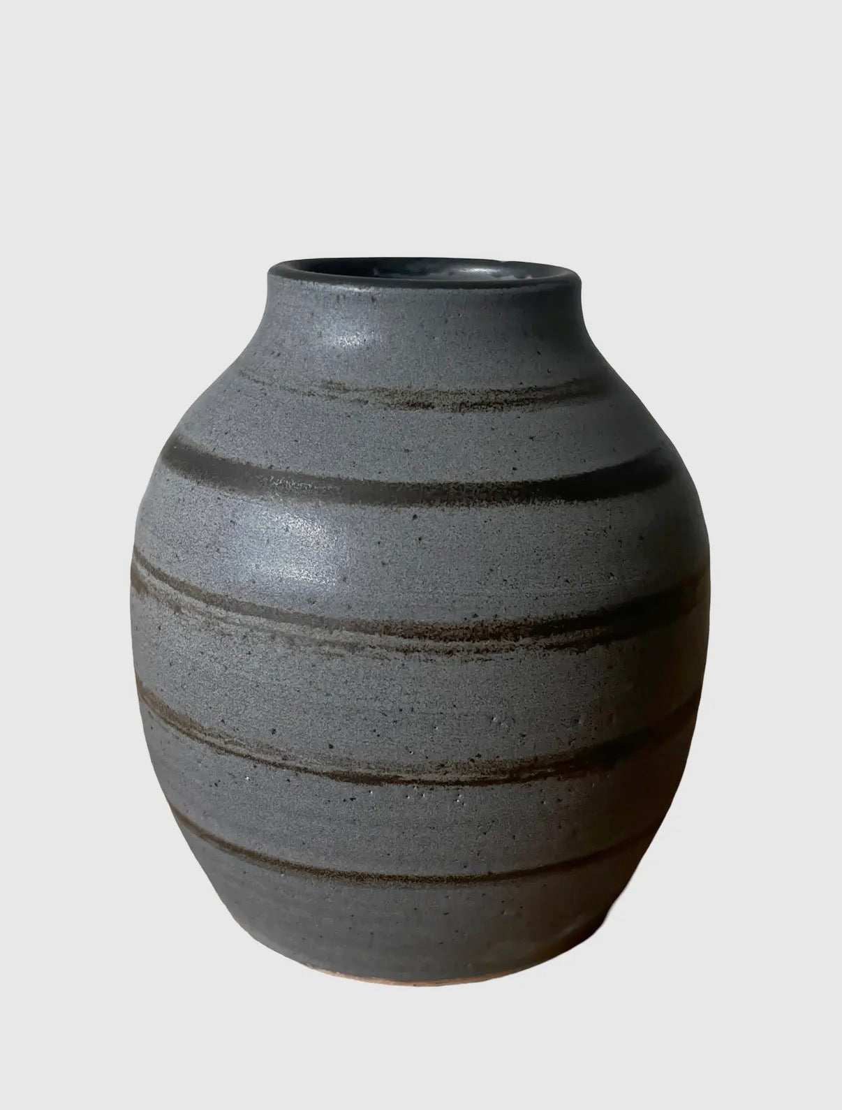 Striped Luna Ceramic Vase: Shale