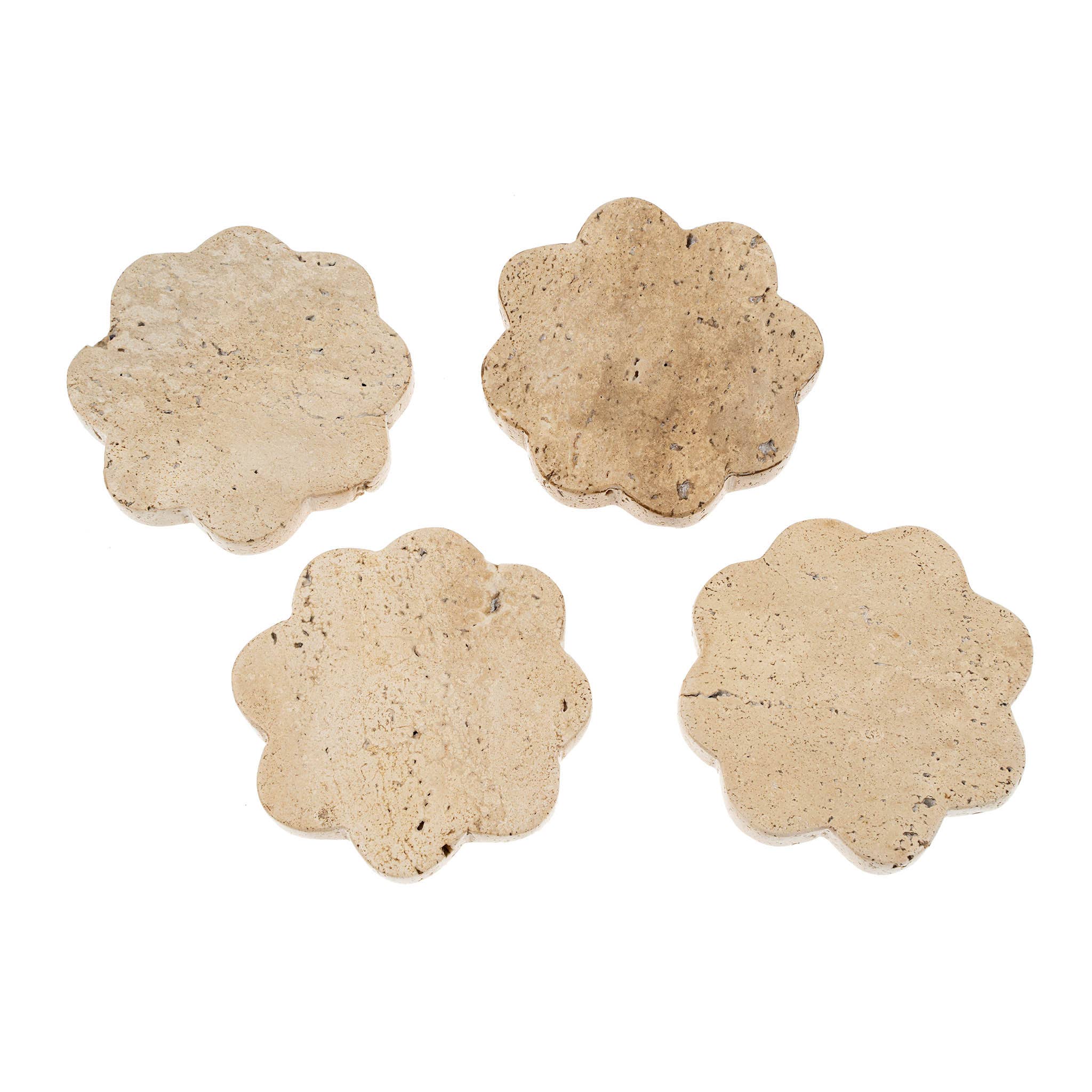 Travertine Scallop Coasters S/4