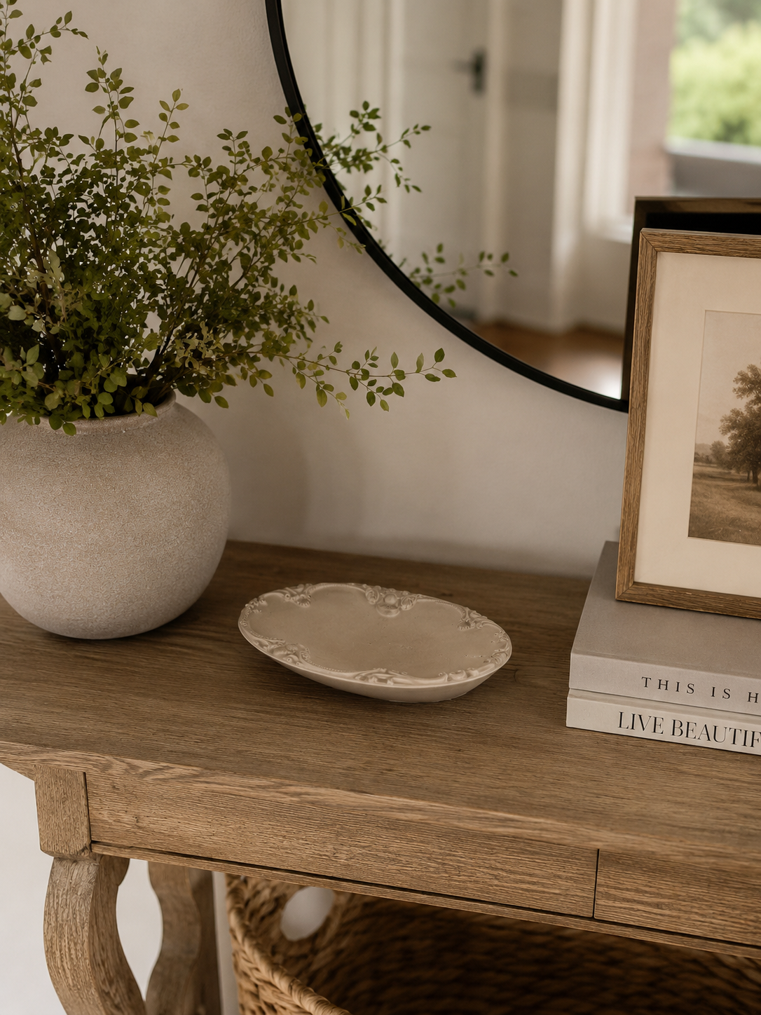 Victorian Oval Stone Tray: Brown