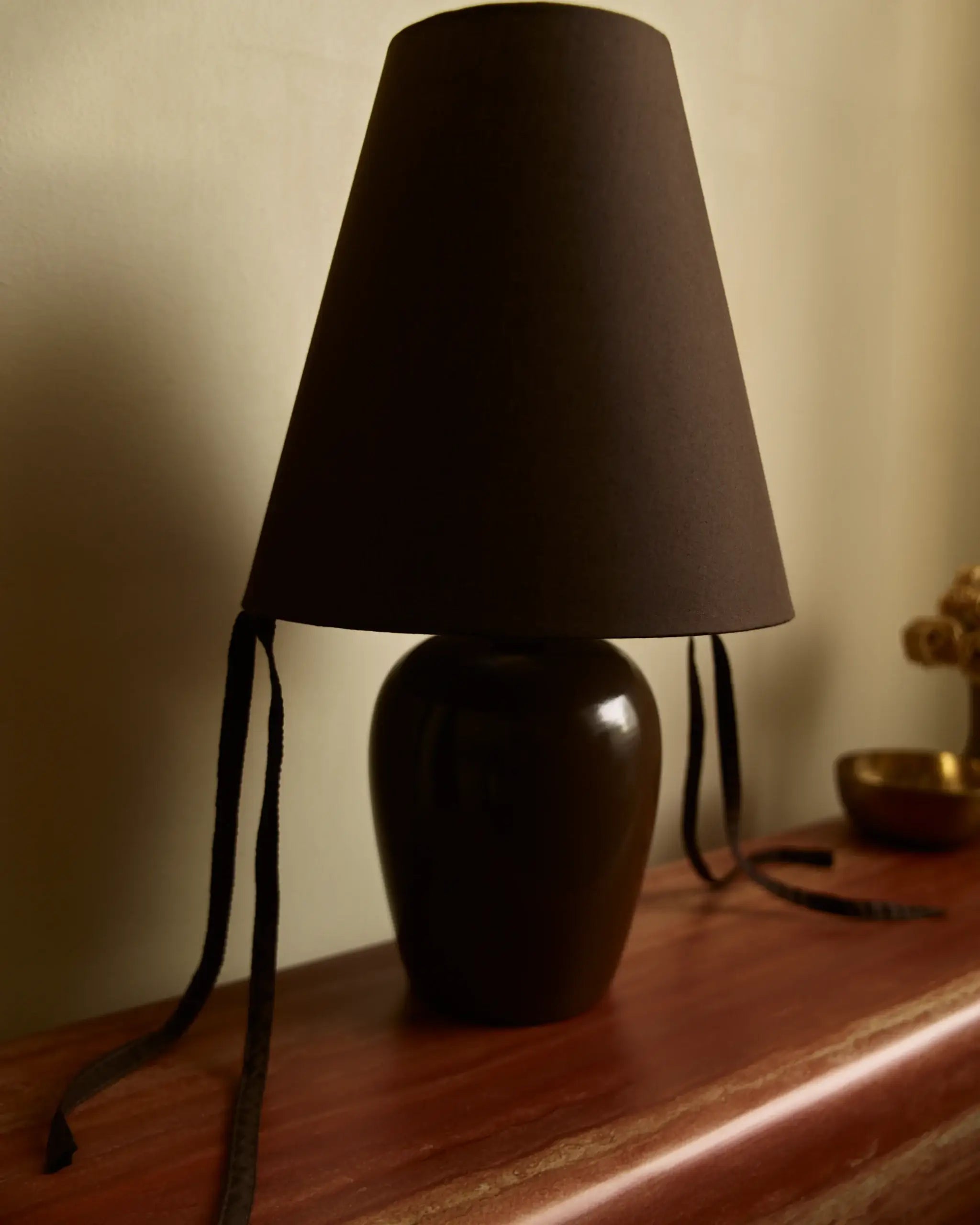 Lucia Brown Burgundy Bows Table Lamp