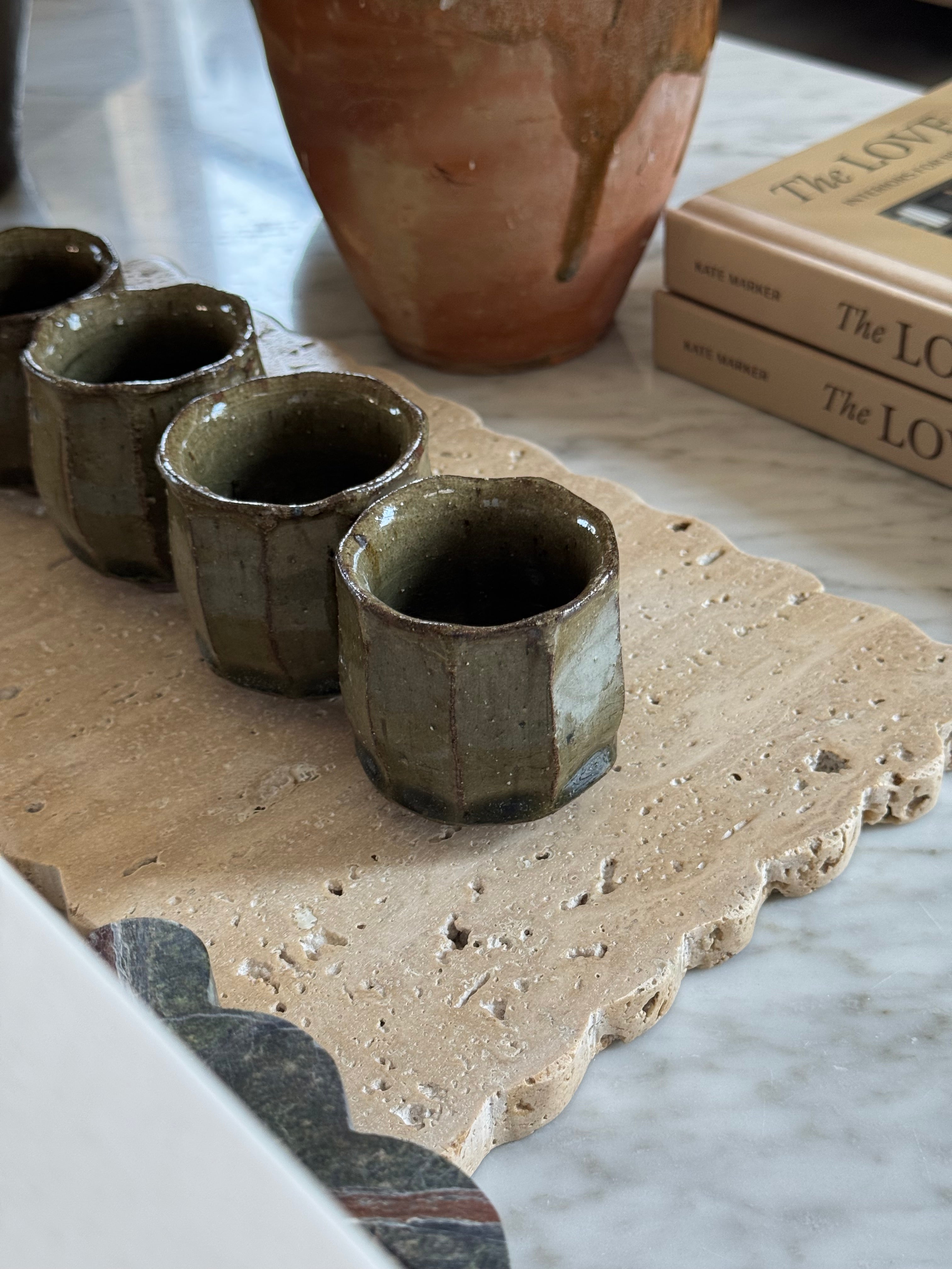 Travertine Rectangular Scallop Tray