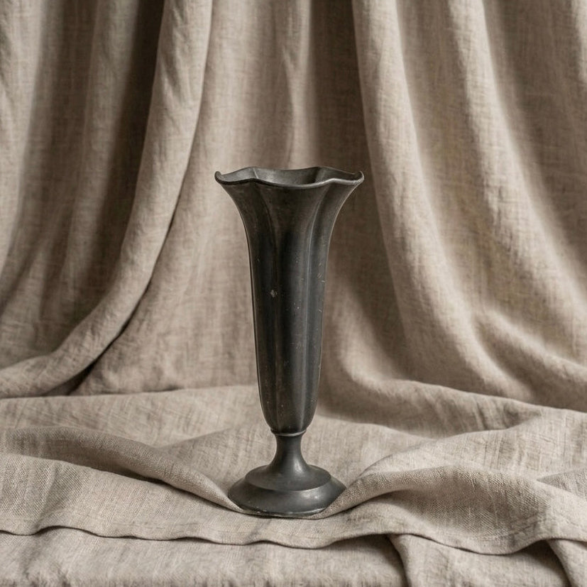 Antique Pewter Trumpet Vase