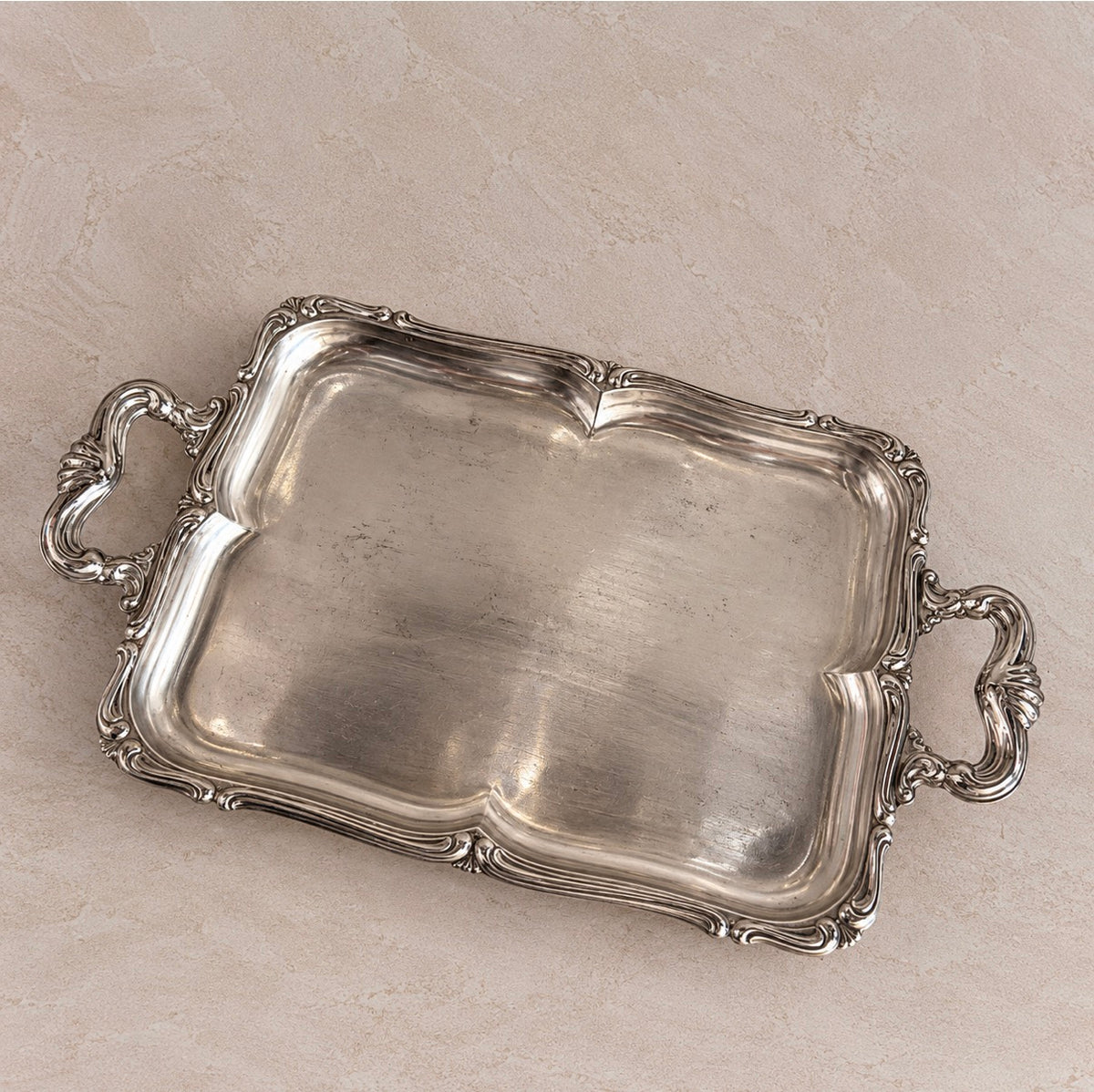 Vintage Alessi Ornate Stainless Steel Serving Tray