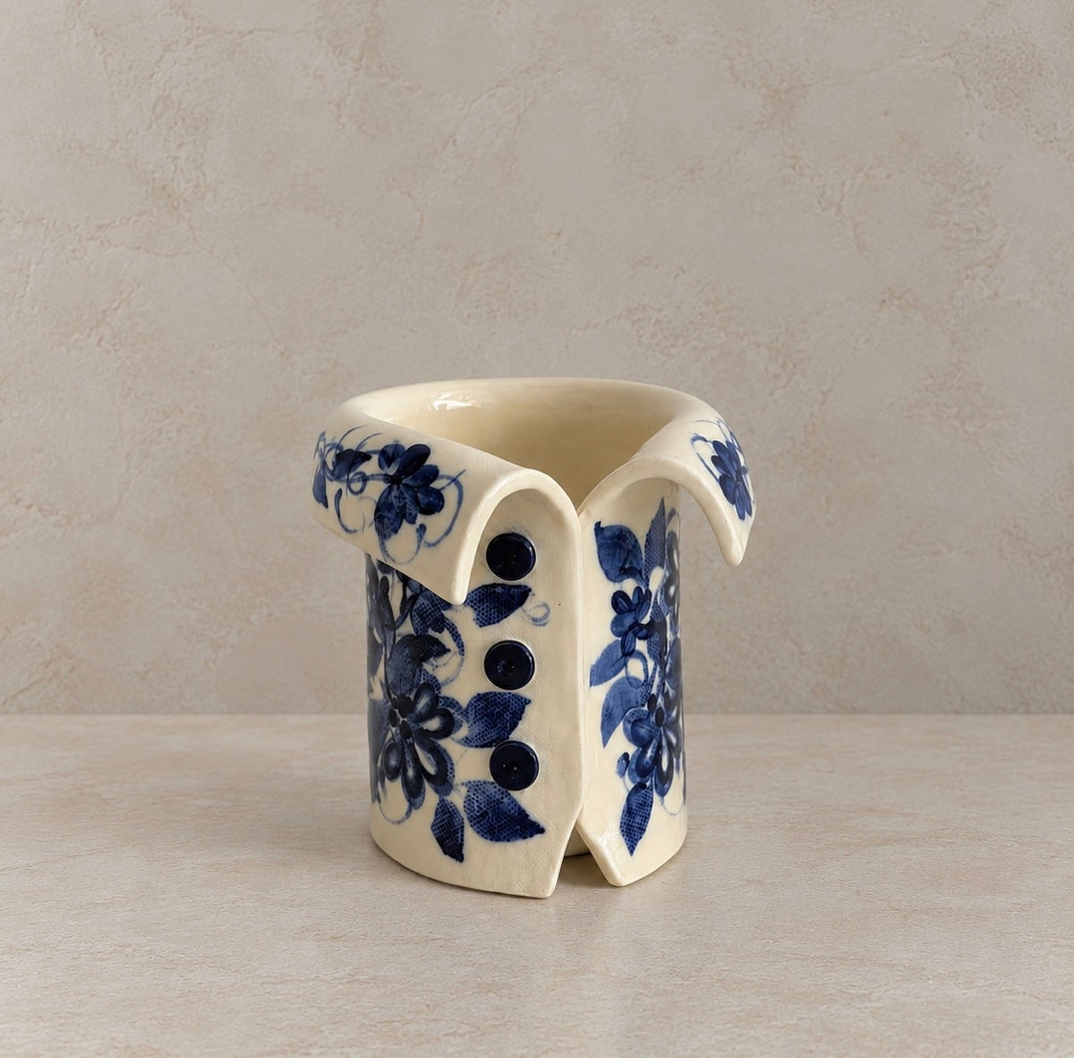Vintage Robj Paris Ceramic Shirt Collar Vase