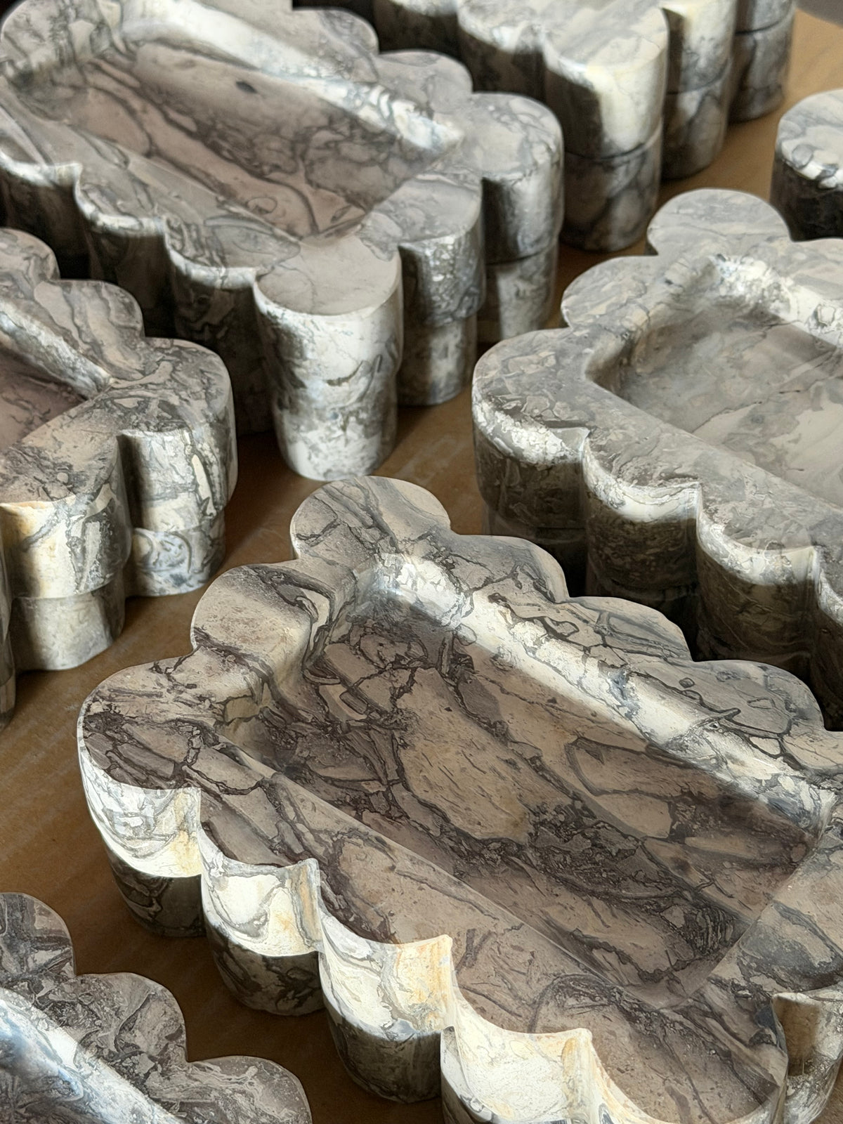 Grey Scalloped Marble Catchall Tray | Natural Stone