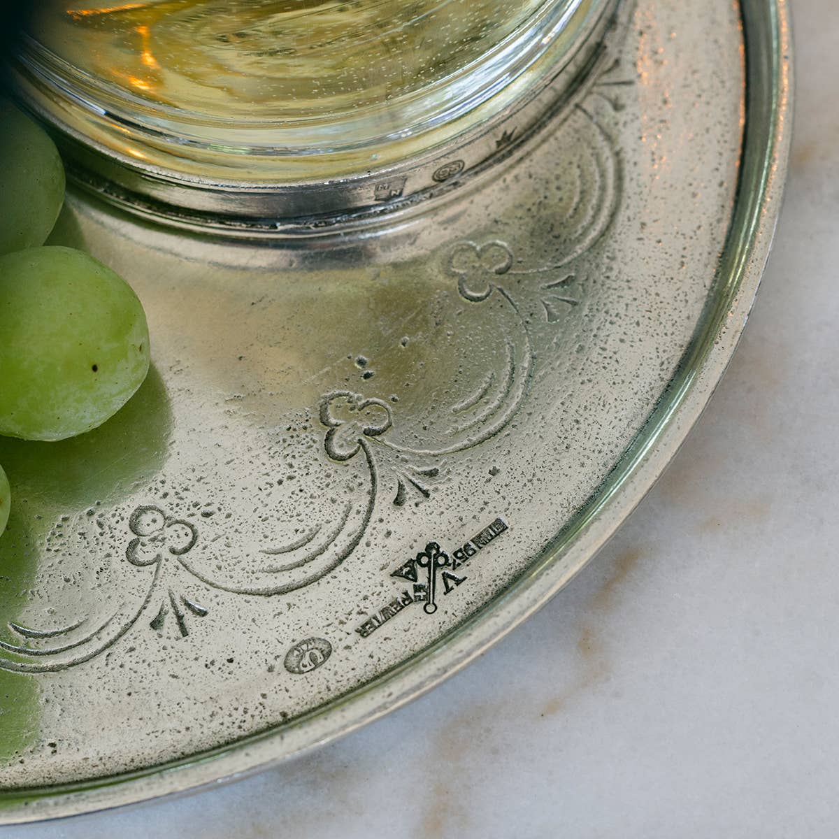 Renella Pewter Round Tray With Handles