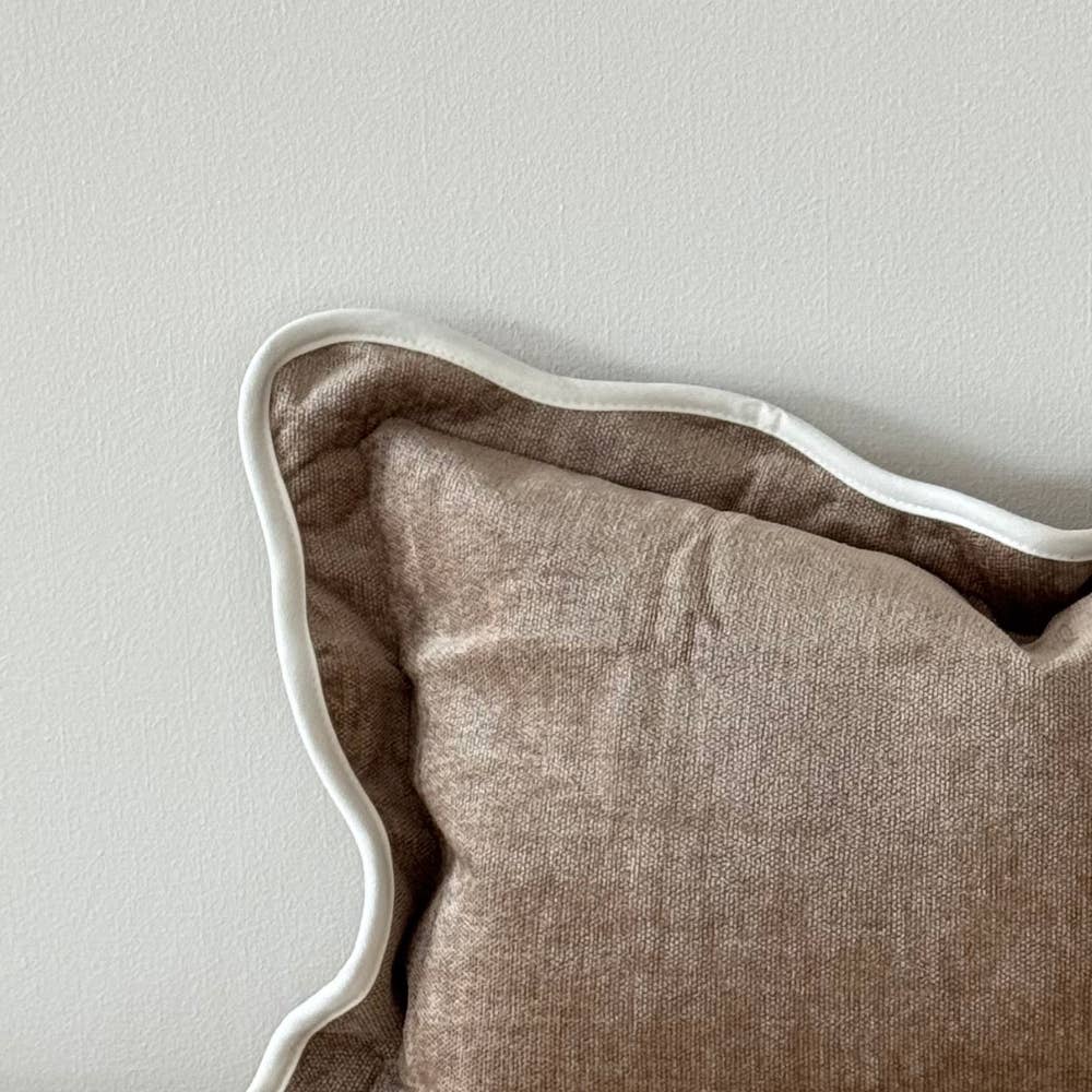 Chloe Coffee Scalloped Edge Cushion Cover