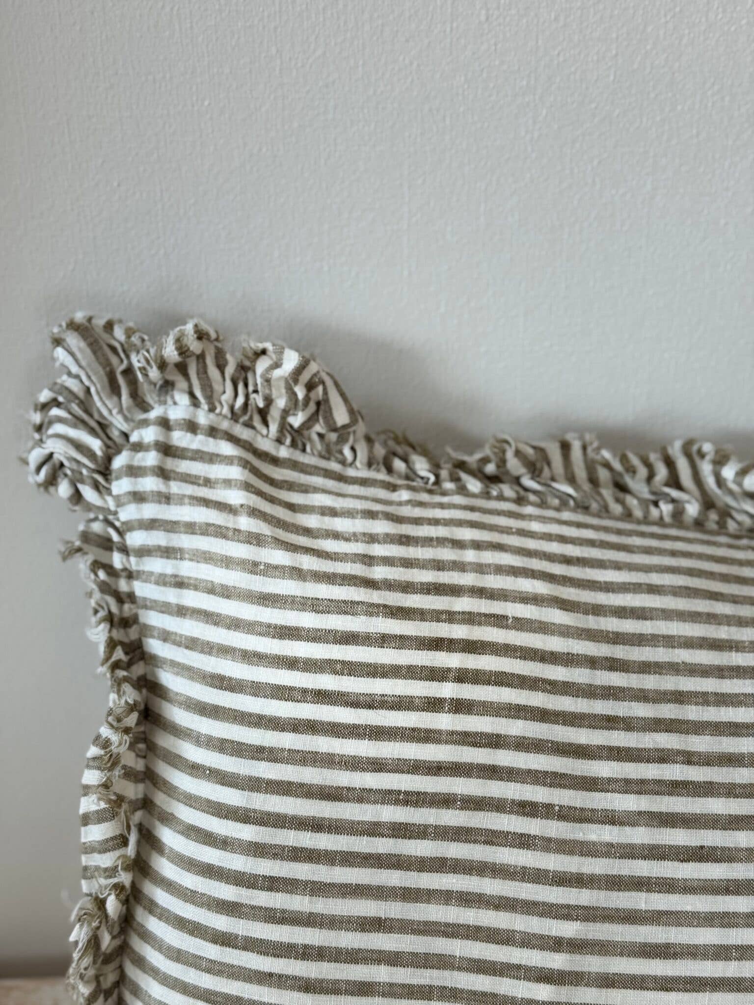 Hallie Bolster Linen Cushion Cover |Olive Stripe