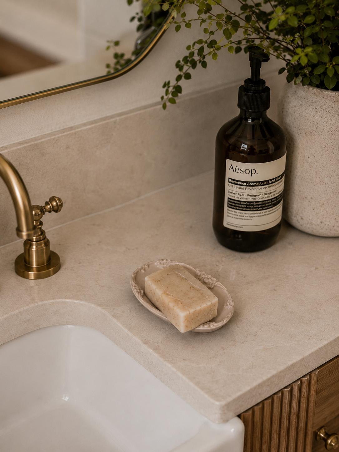 Victorian Oval Stone Tray: Brown