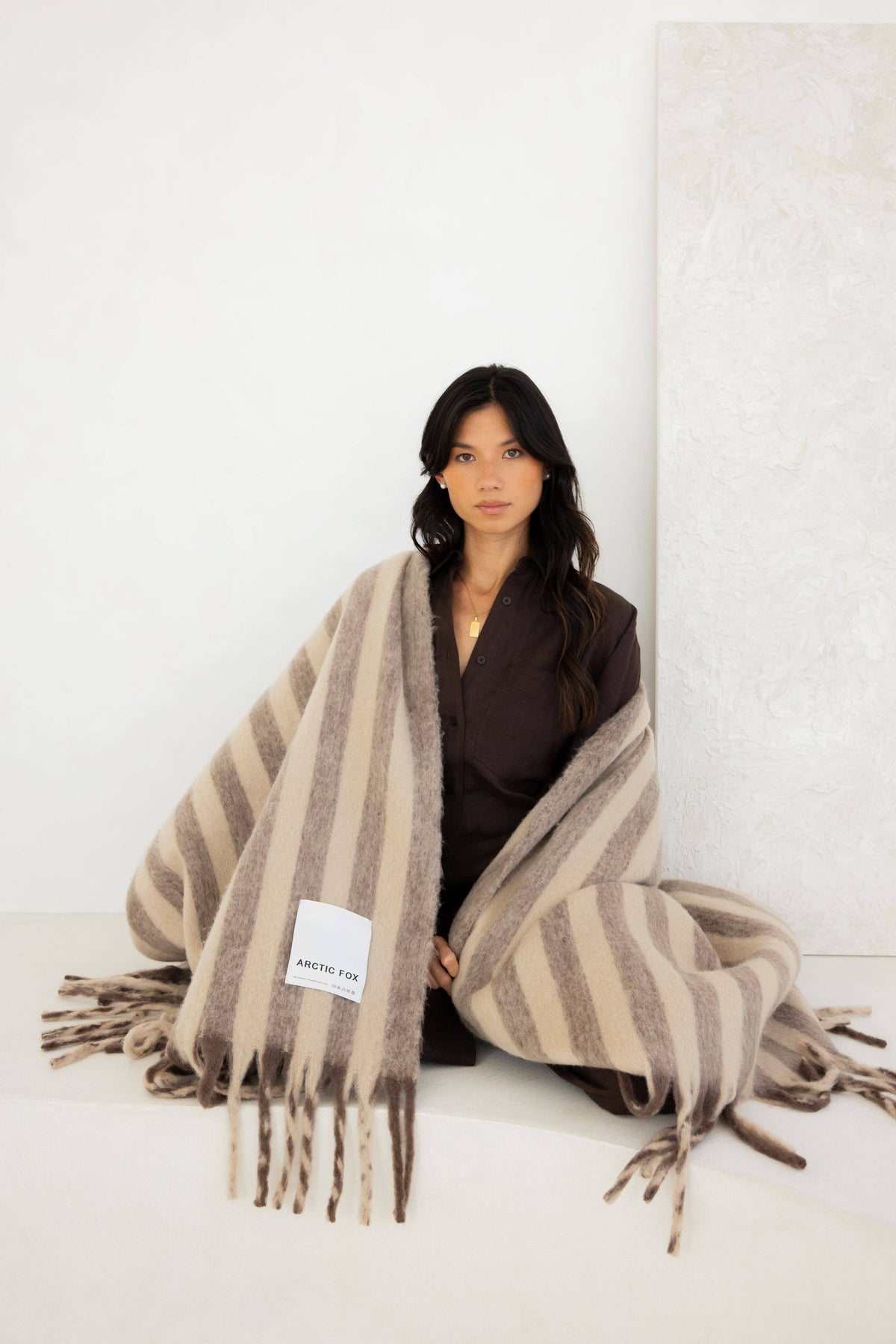 Burnt Umber Stripe Wool Throw