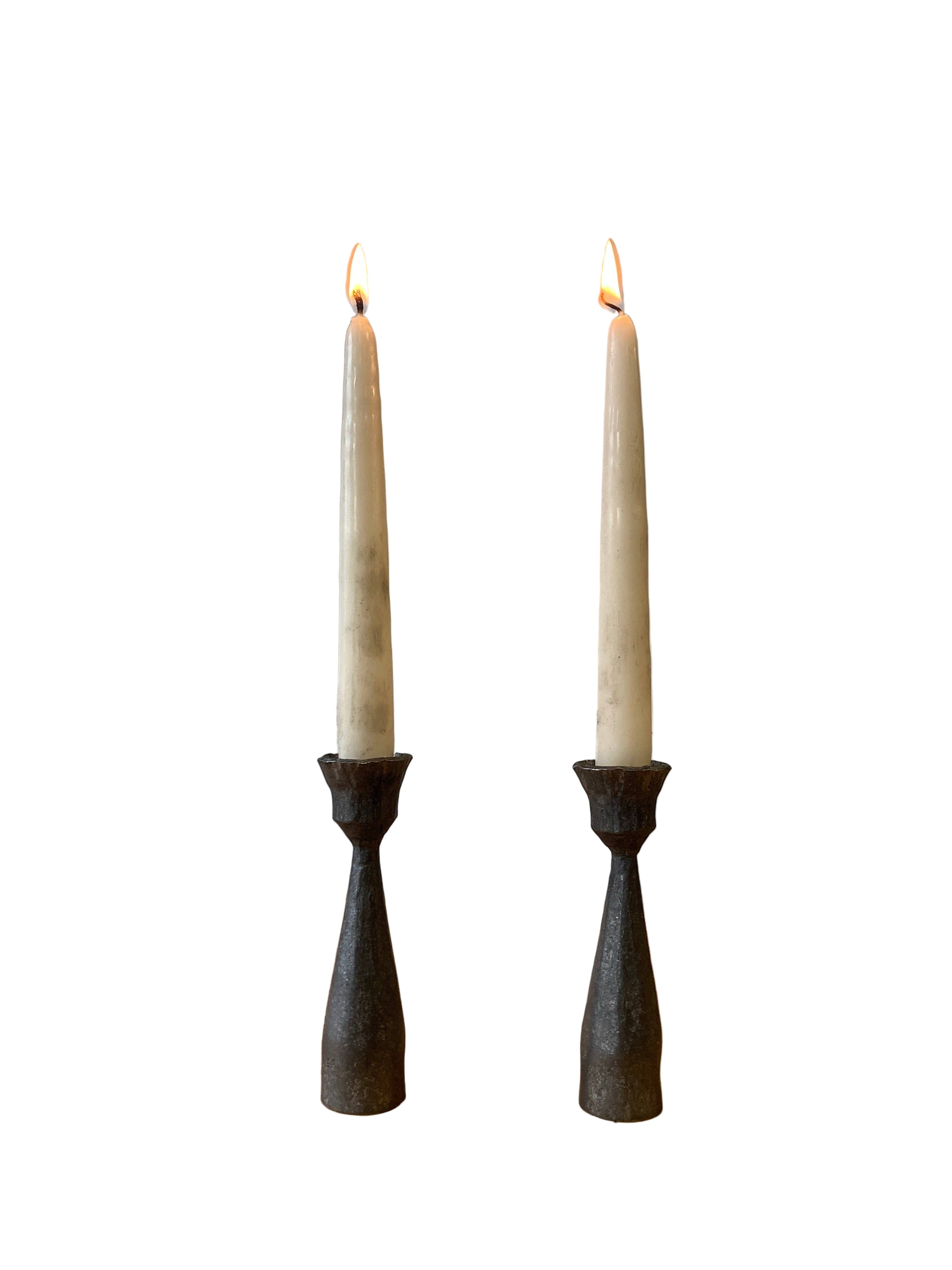 Forged Taper Candle Pair