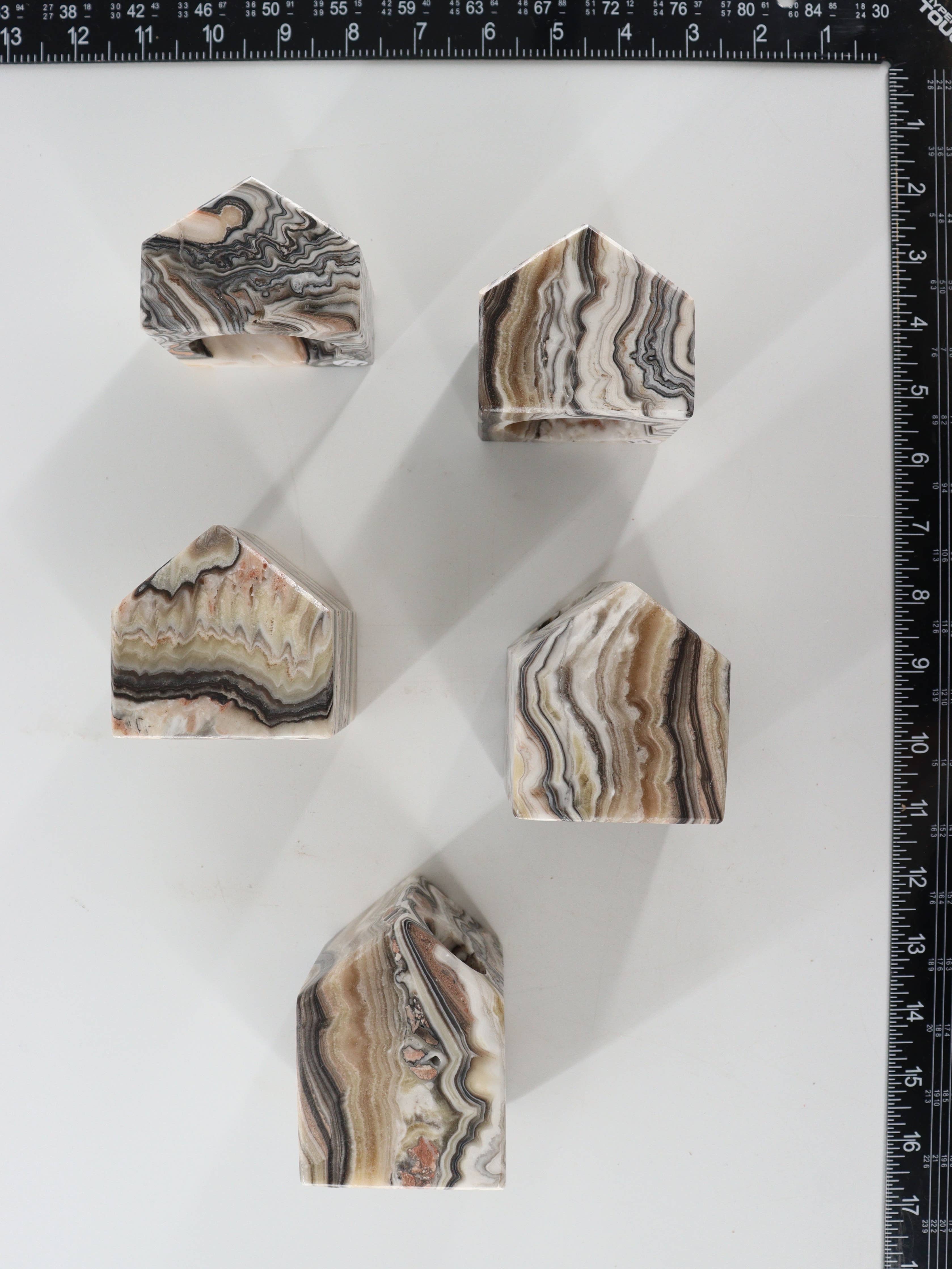 Zebra Onyx Village Candle Holders Set of 5