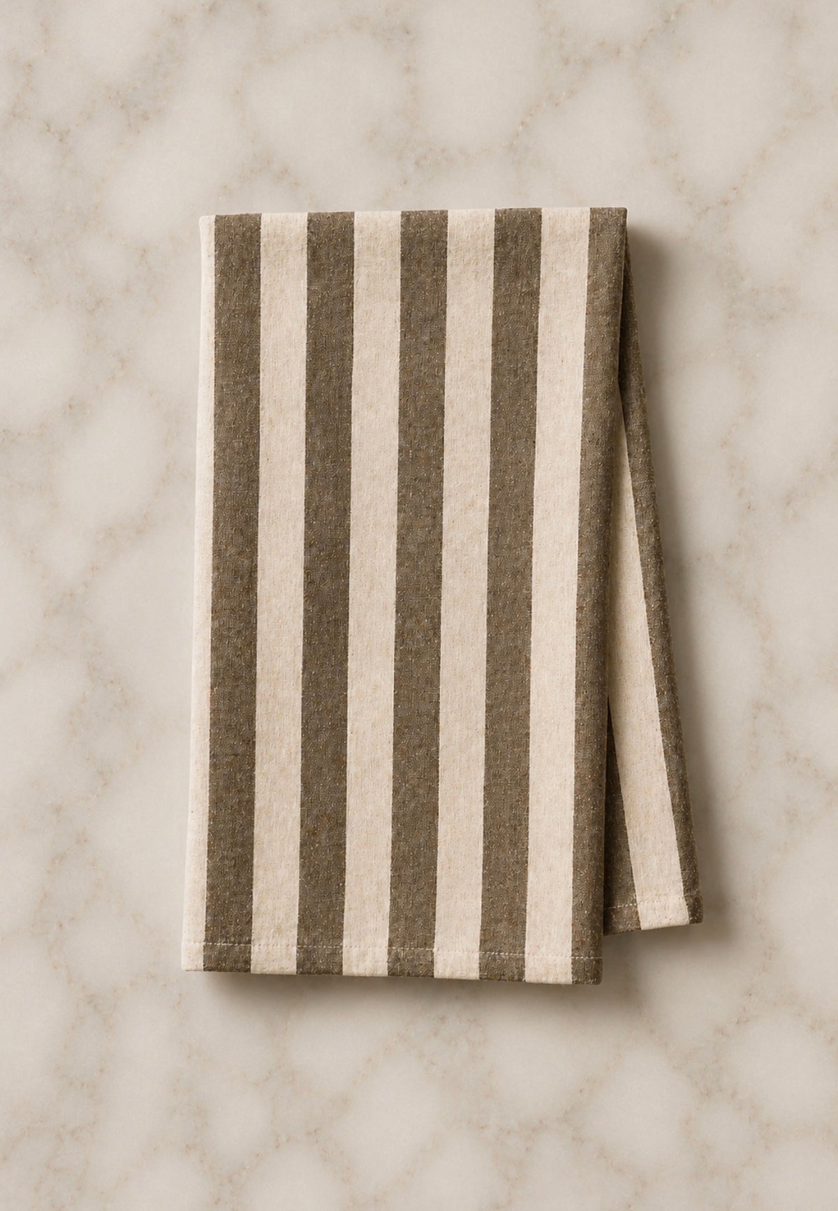 Oatmeal & Brown Stripe Linen Tea Towel