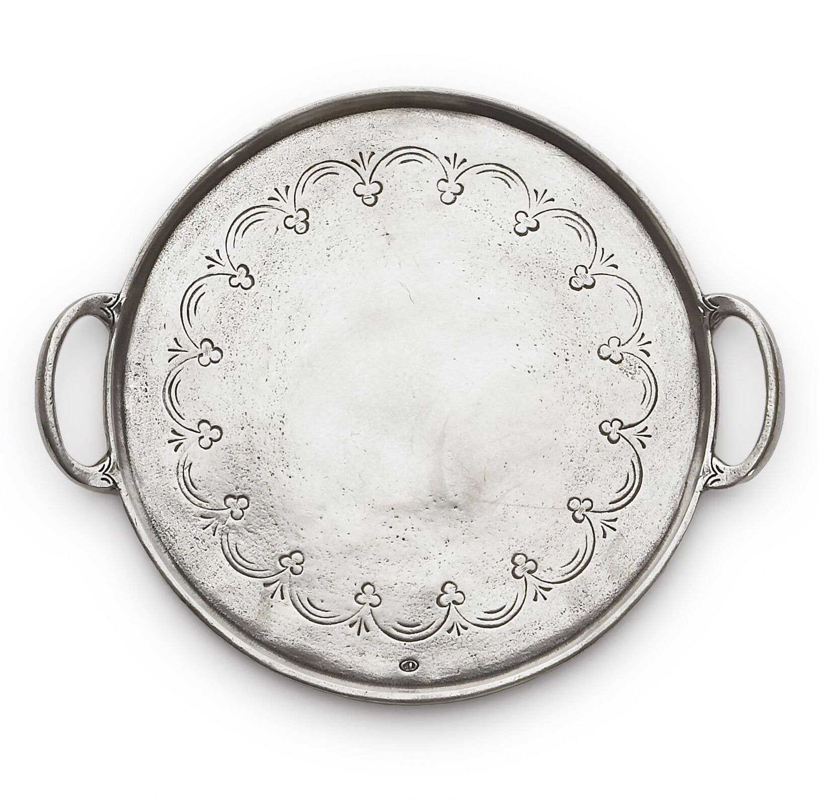 Renella Pewter Round Tray With Handles