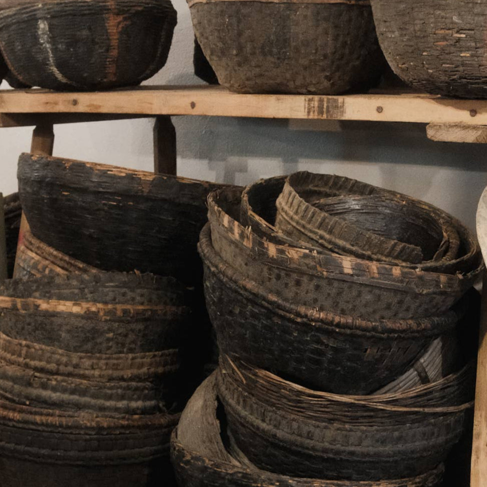Small Vintage Reed Woven Basket