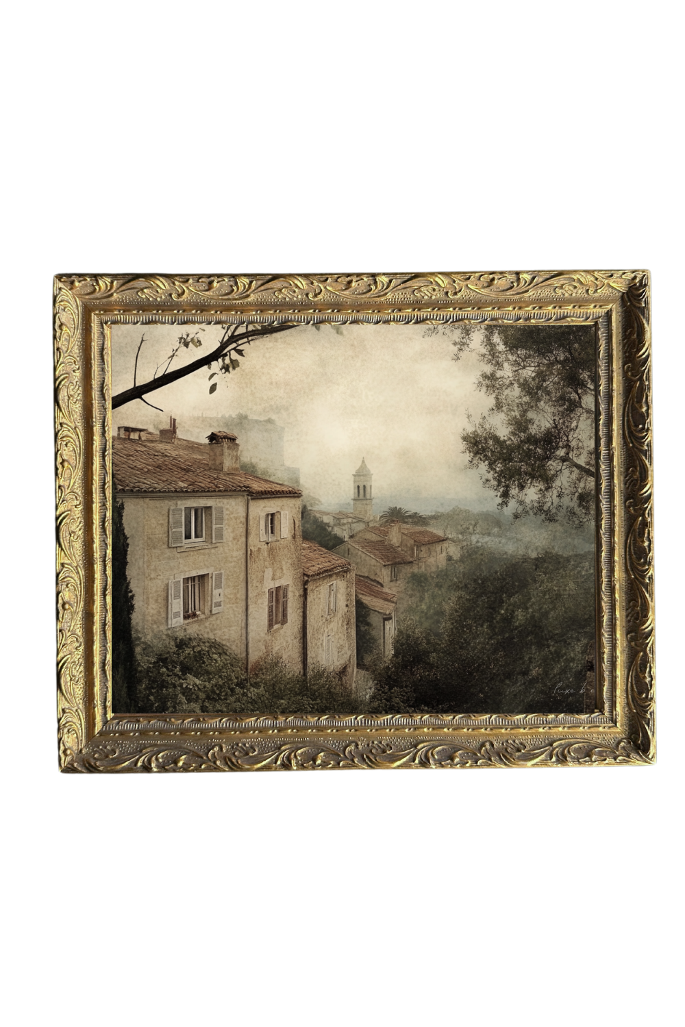 Vintage European Town Framed Art