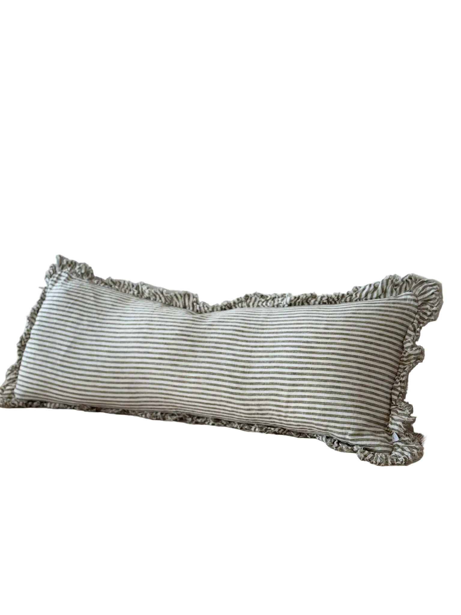 Hallie Bolster Linen Cushion Cover |Olive Stripe