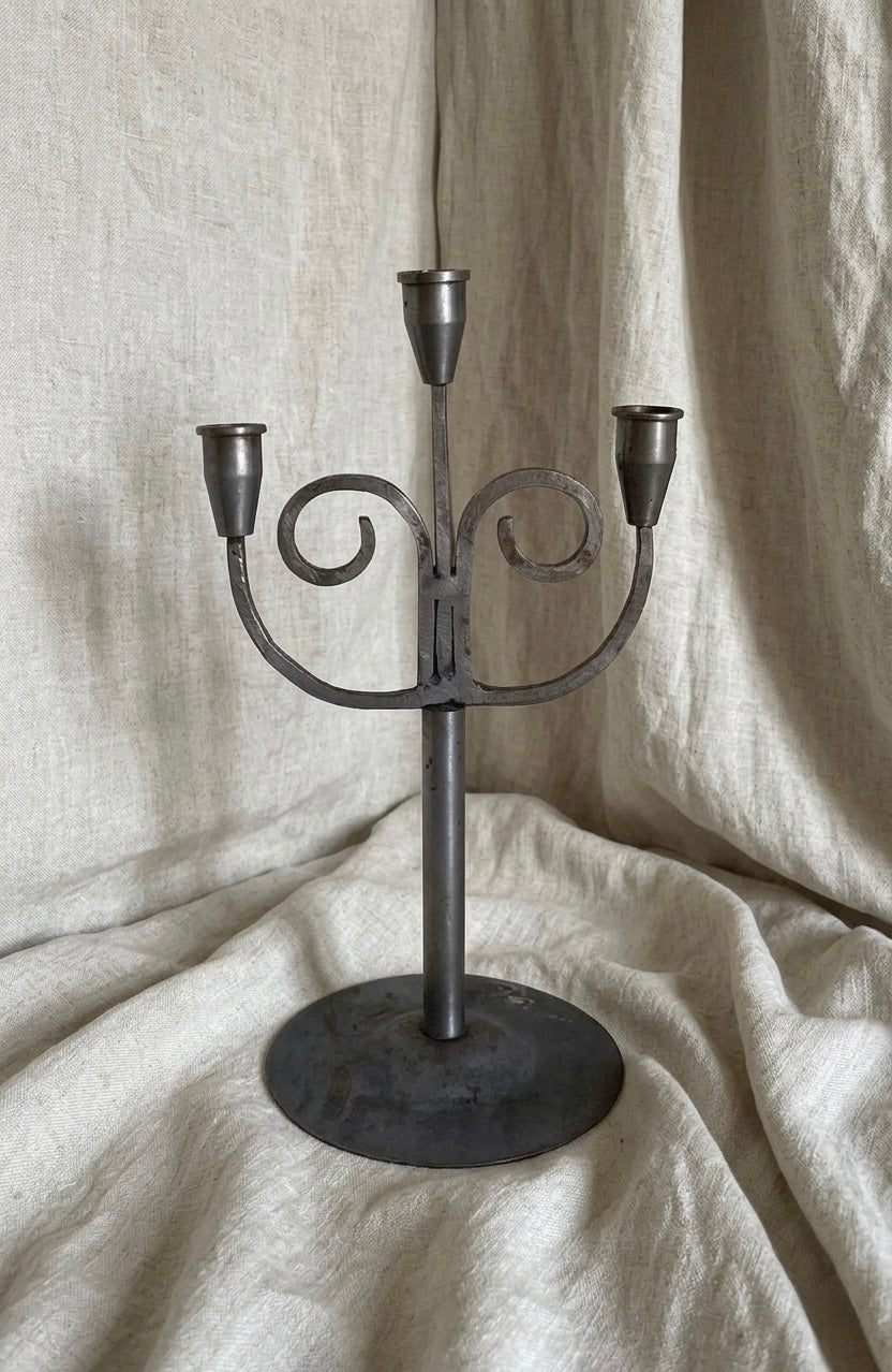 Antique Pewter Candelabra