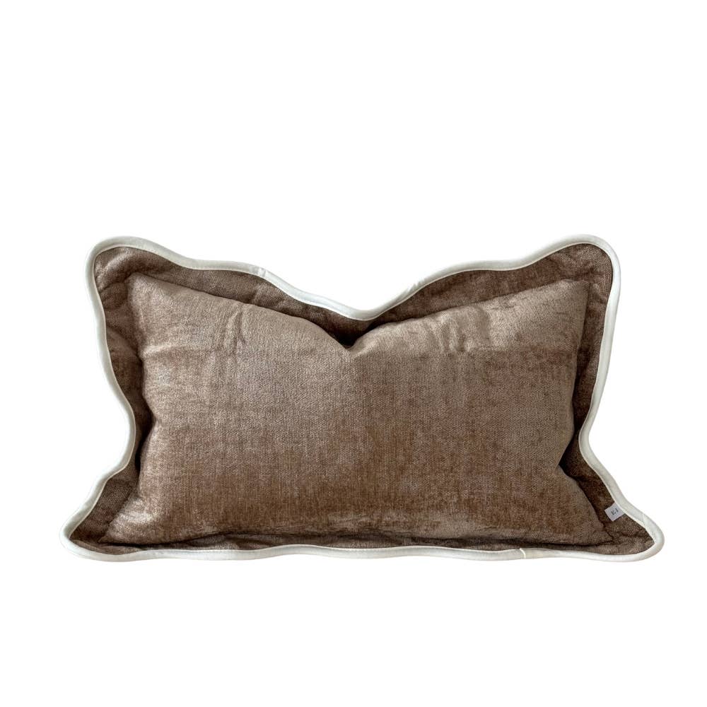 Chloe Coffee Scalloped Edge Cushion Cover