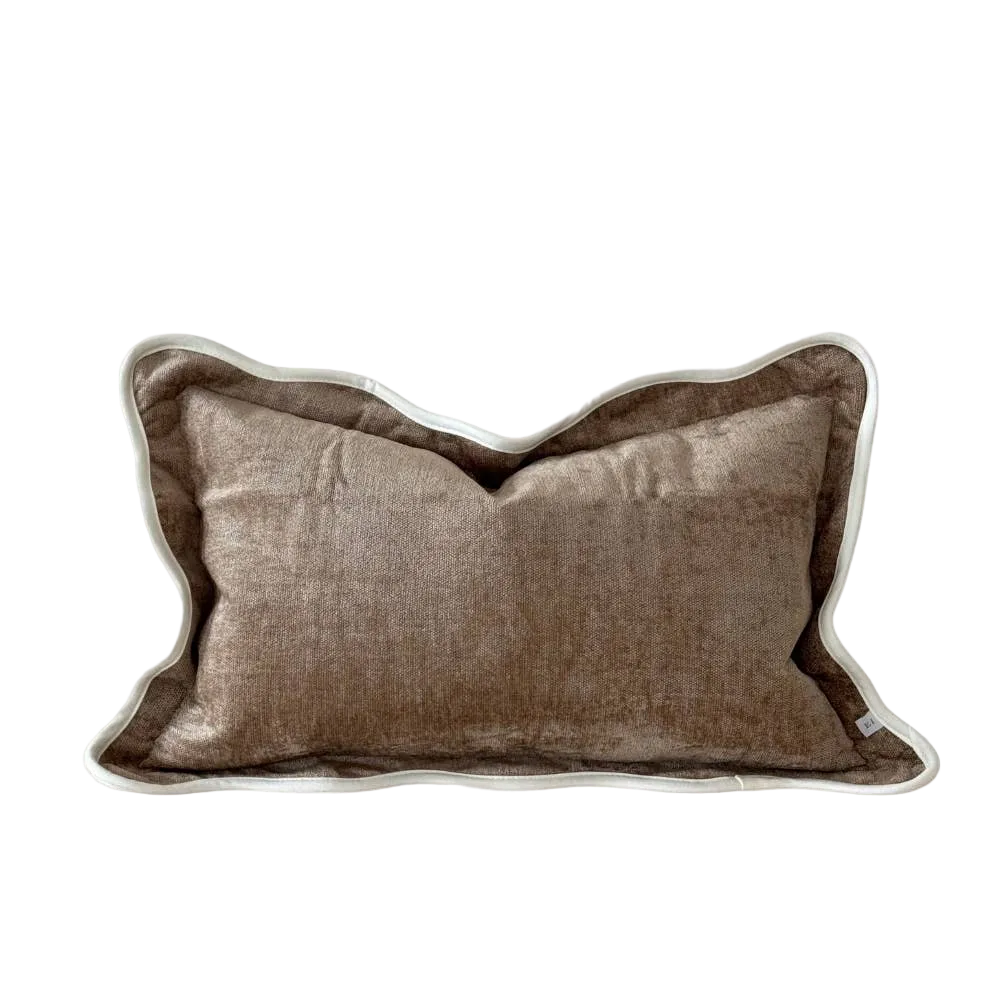 Chloe Coffee Scalloped Edge Cushion Cover