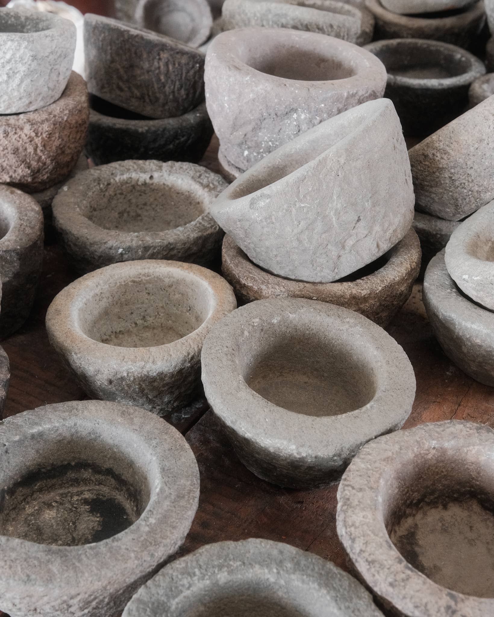 Hand-Carved Stone Mortar Bowl