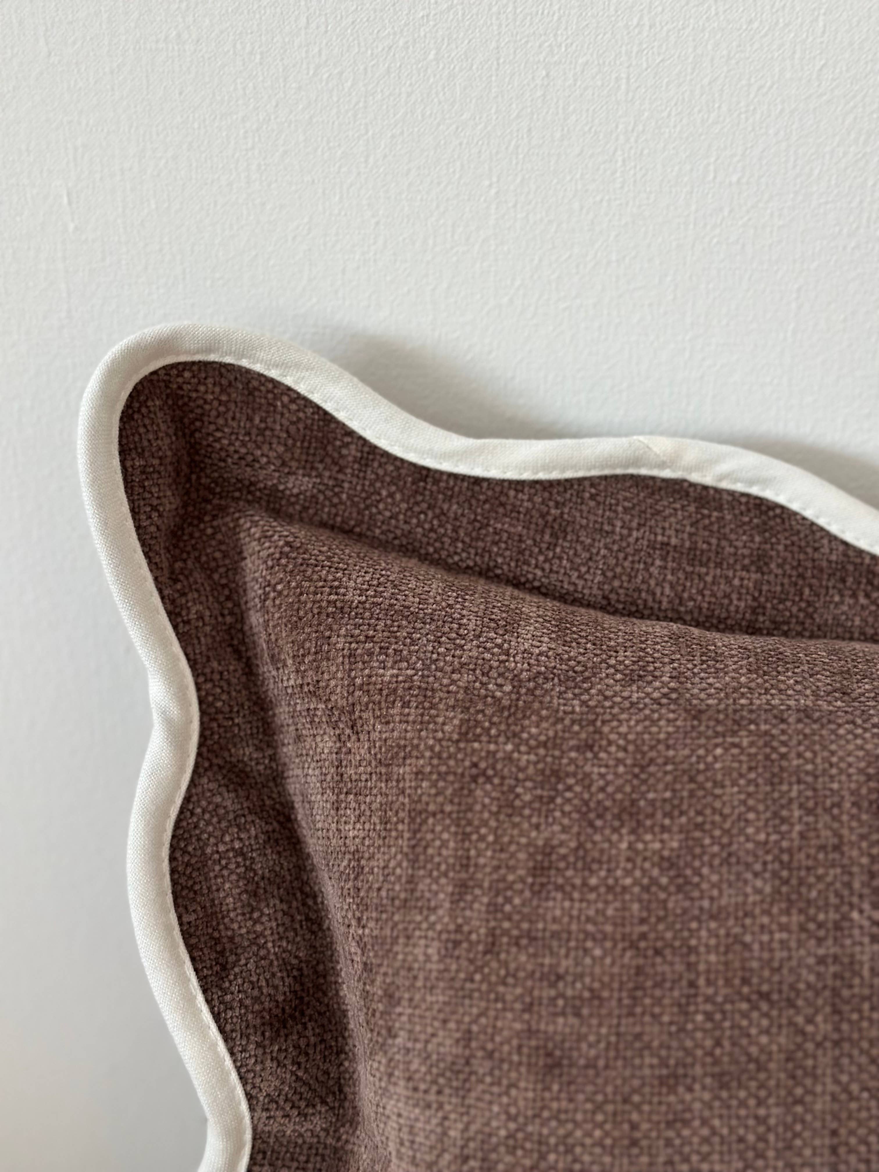 Chloe Dark Brown Scalloped Edge Bolster Cushion Cover