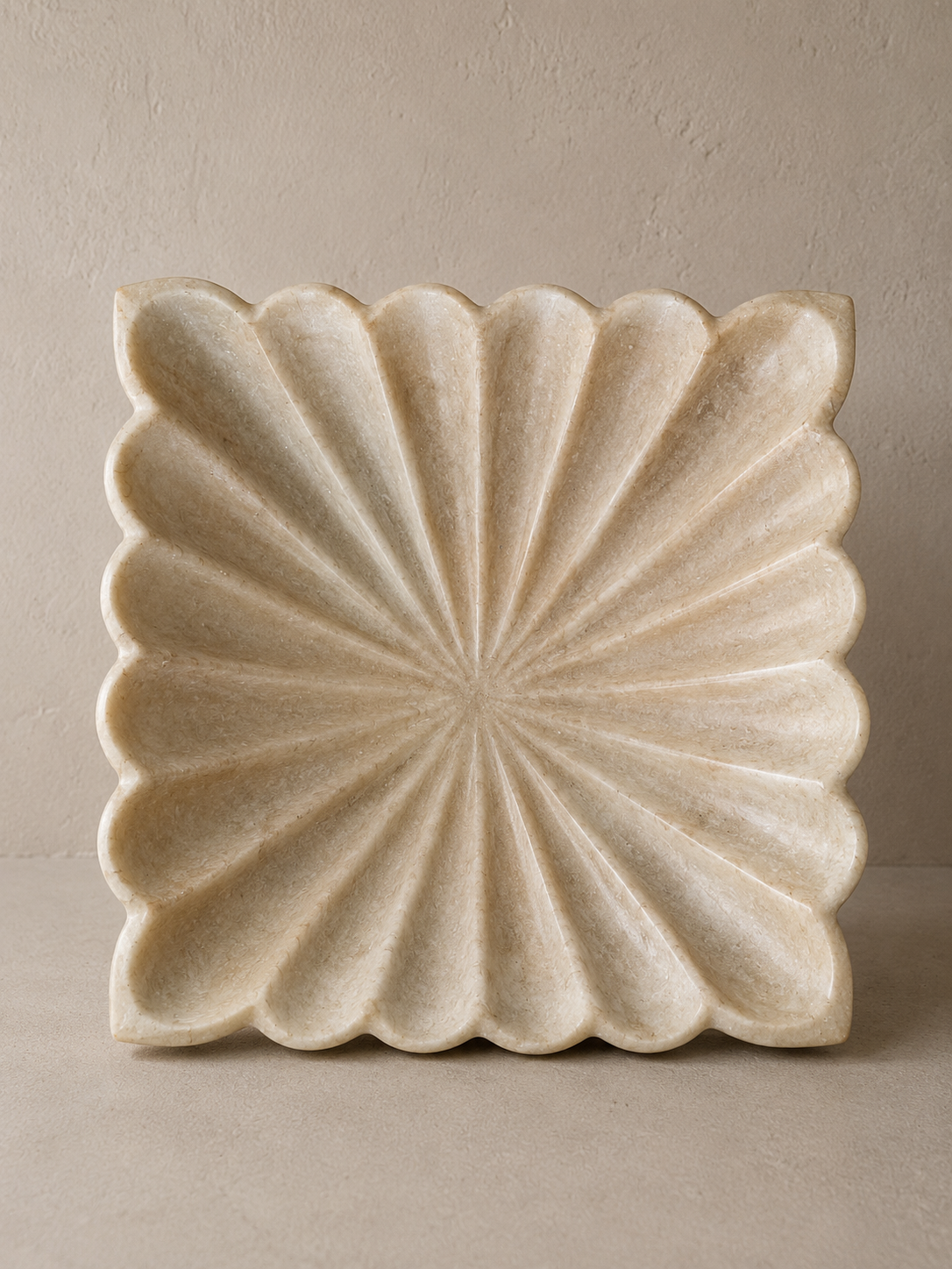 Marble Square Scalloped Plate
