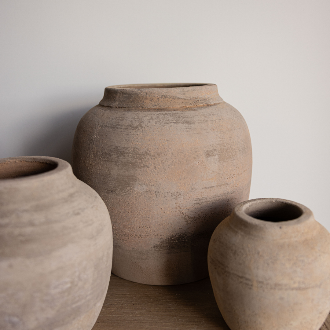 Lucas Light Wash Round Vase Small