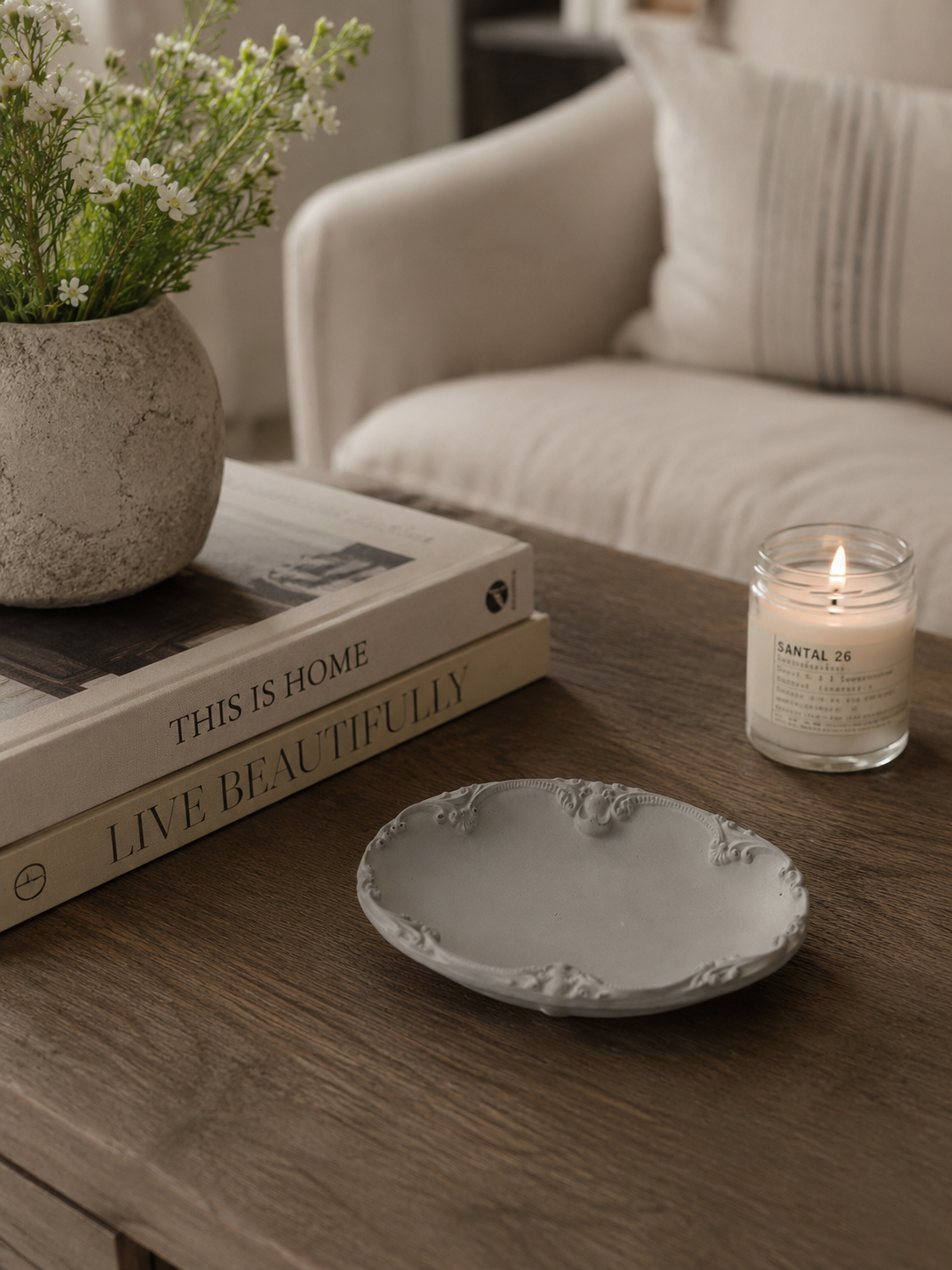 Victorian Oval Stone Tray: Brown