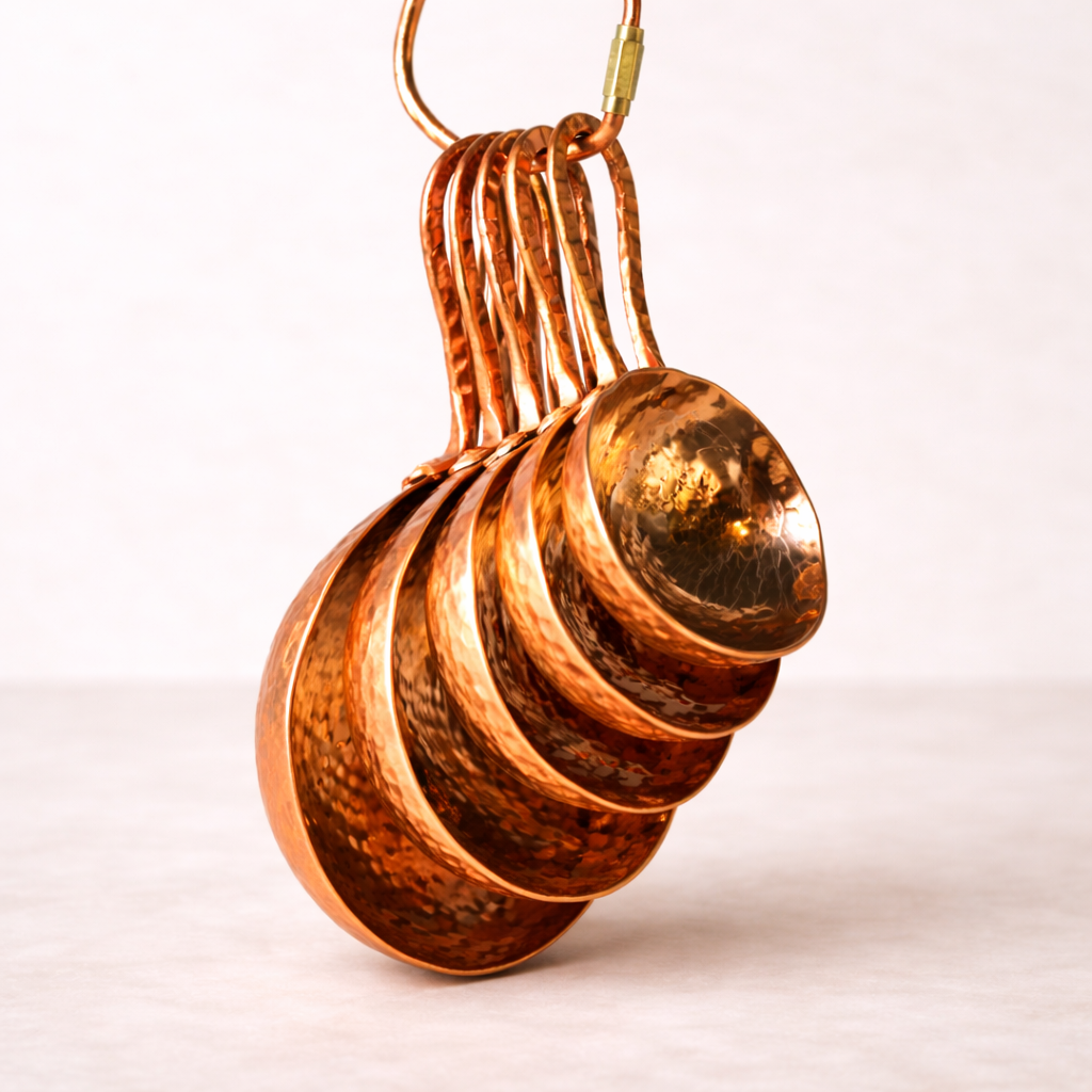 Distressed Copper Hammered Measuring Cups