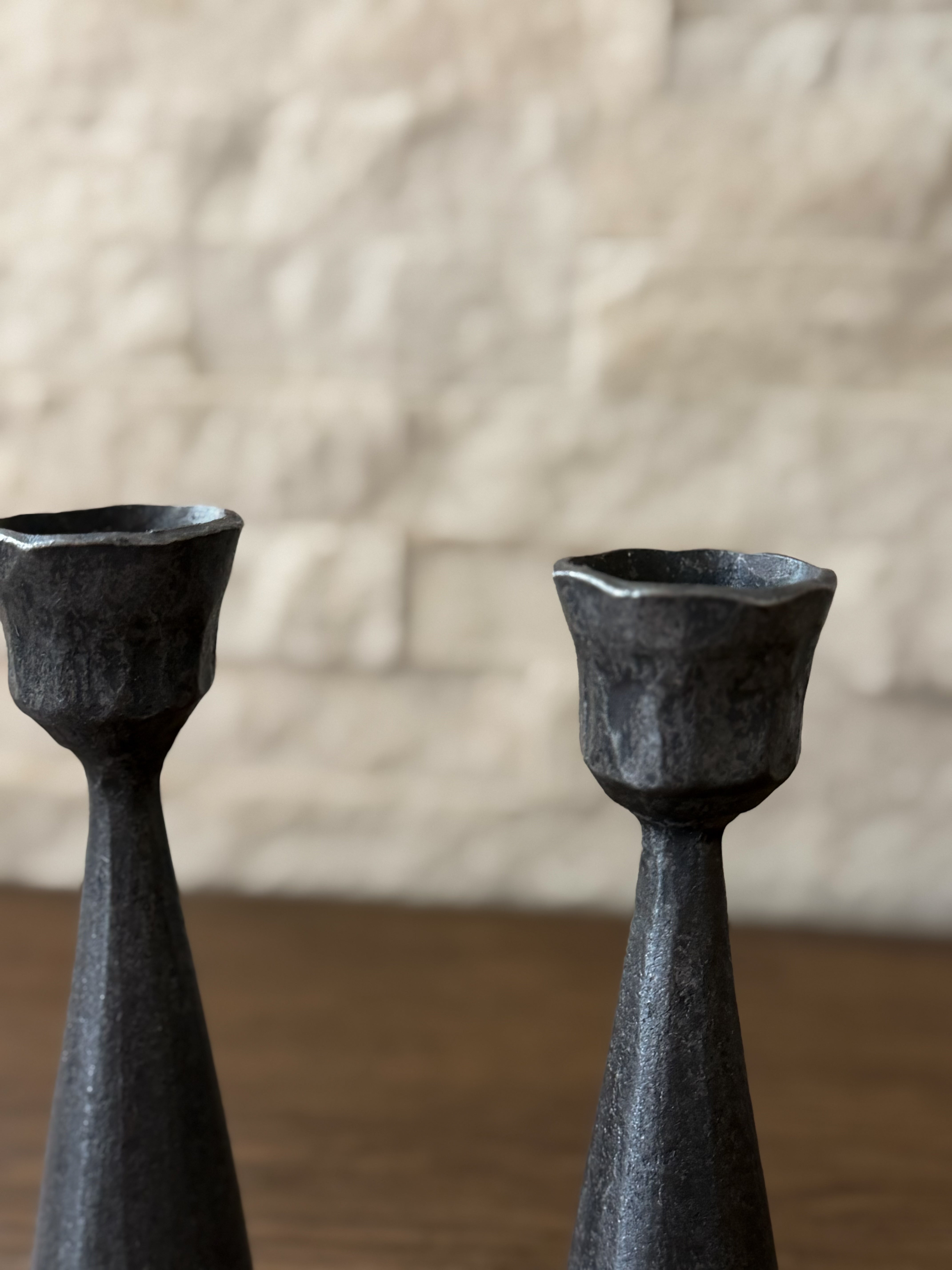 Forged Taper Candle Pair