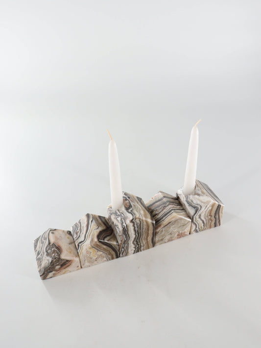 Zebra Onyx Village Candle Holders Set of 5