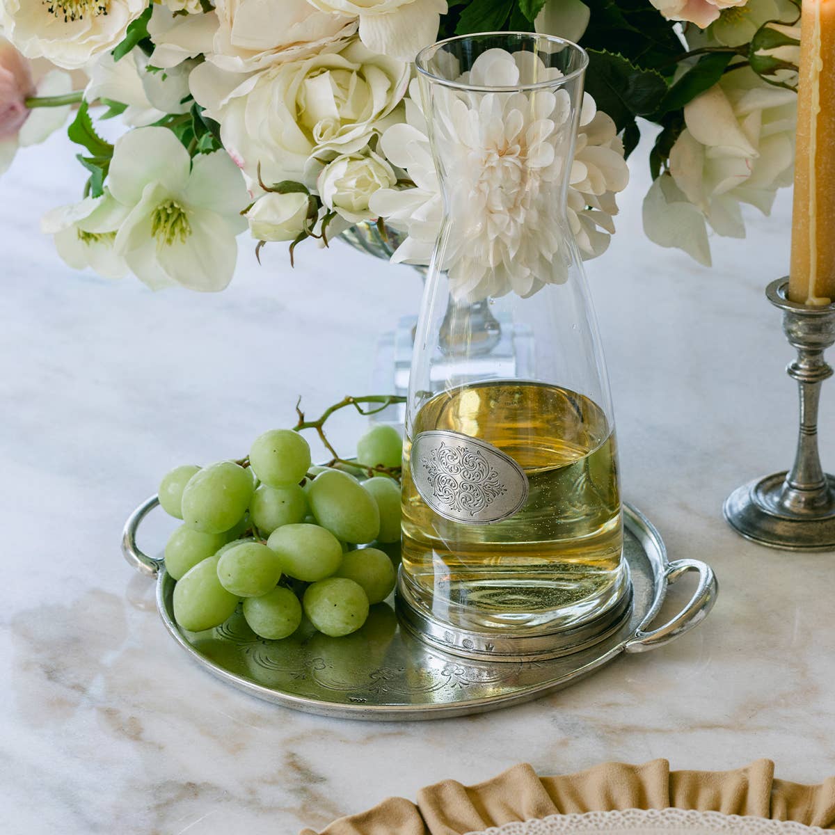 Renella Pewter Round Tray With Handles