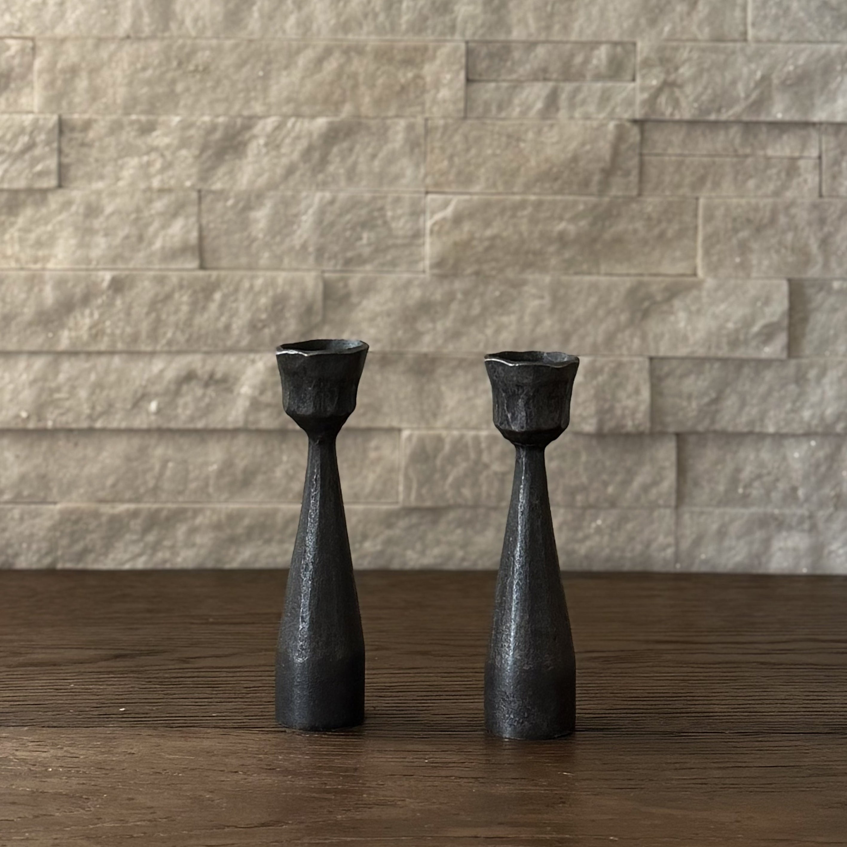 Forged Taper Candle Pair