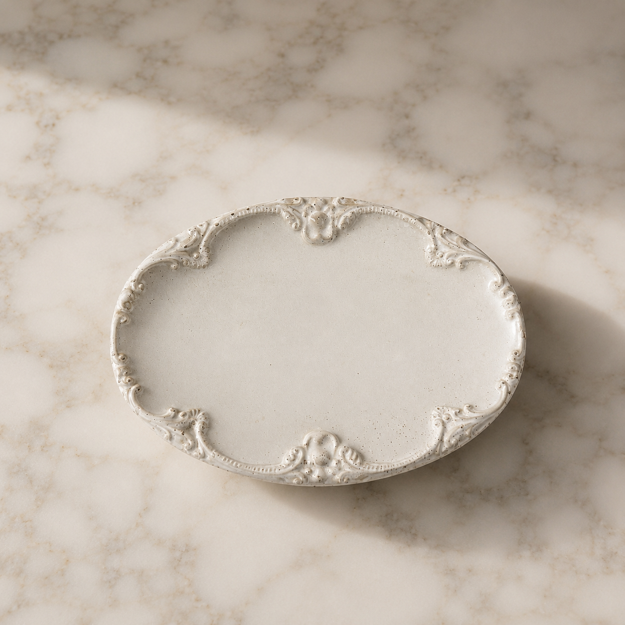 Victorian Oval Stone Tray: Brown