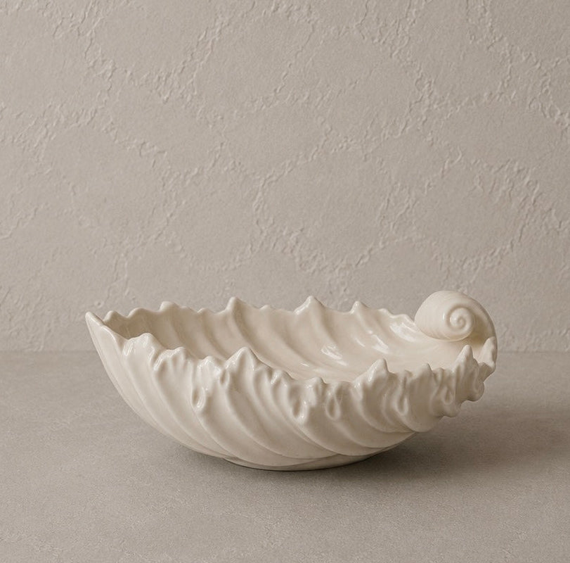 Vintage Lenox Ivory Porcelain Nautilus Shell Bowl | Scalloped Seashell Catch-All