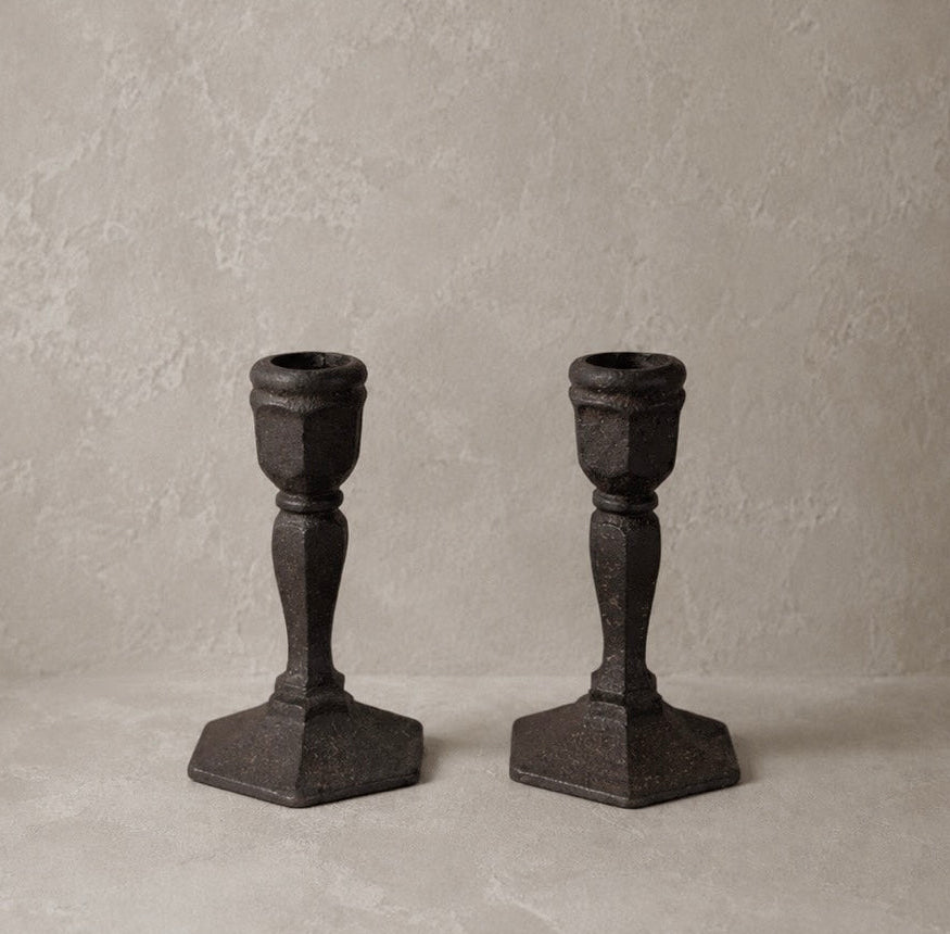 Antique Cast Iron Candle Holders