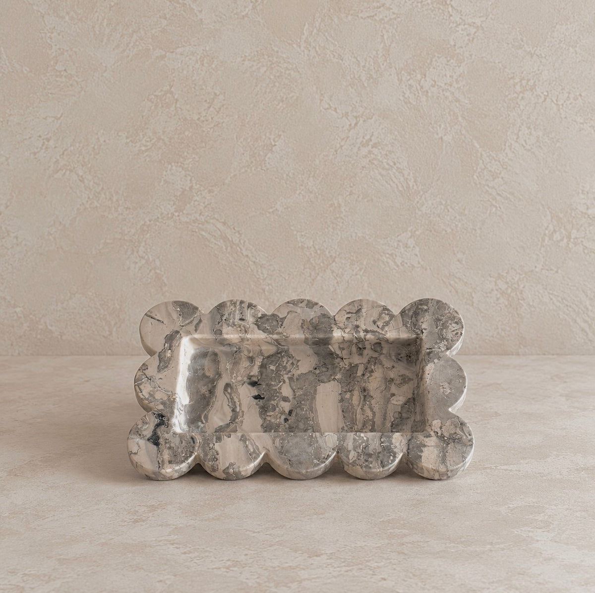 Grey Scalloped Marble Catchall Tray | Natural Stone