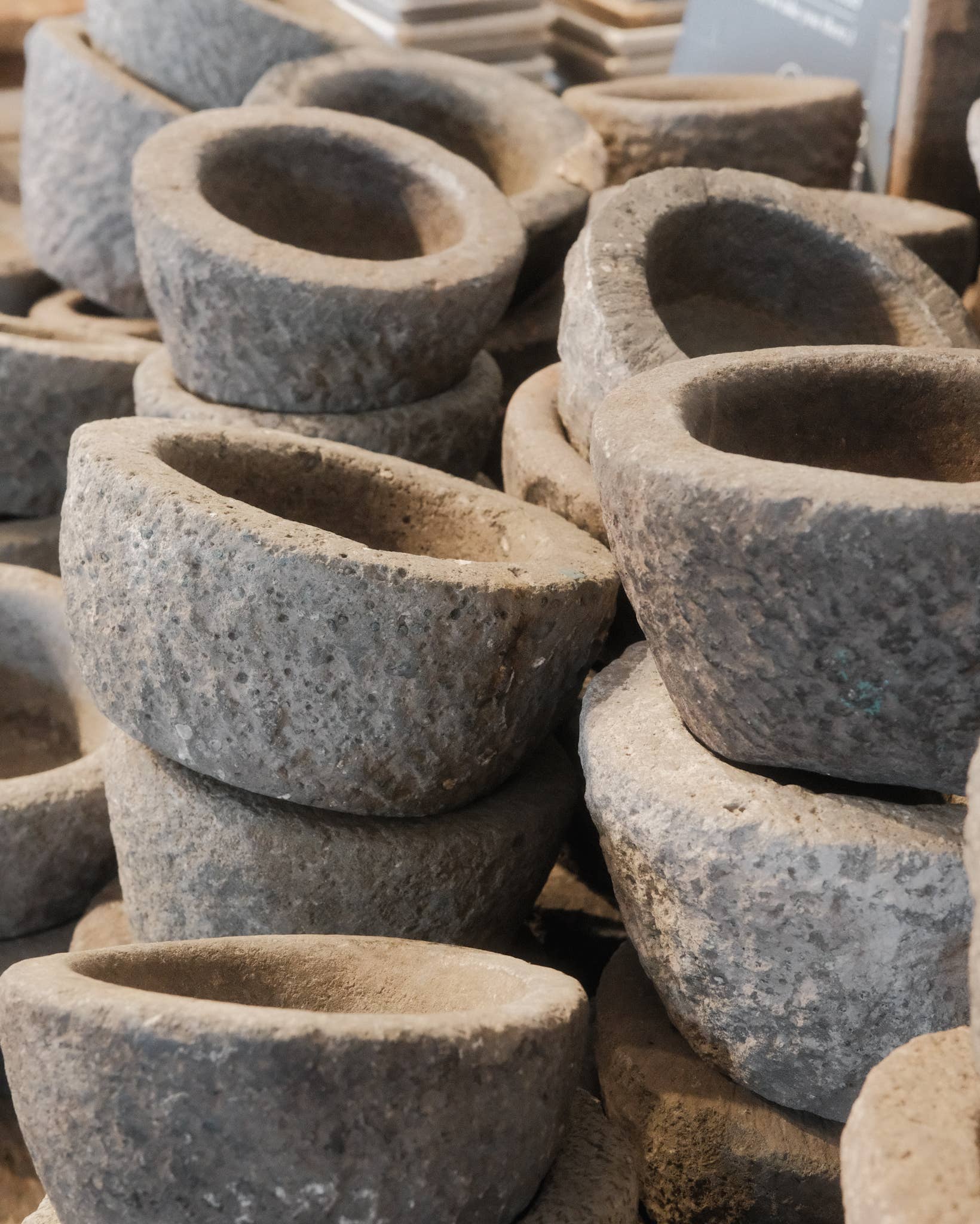 Hand-Carved Stone Mortar Bowl