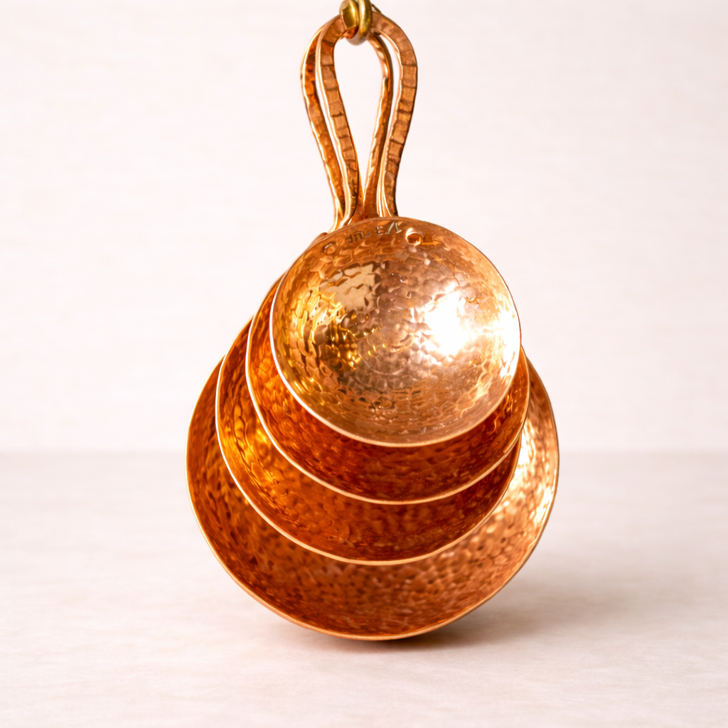 Distressed Copper Hammered Measuring Cups