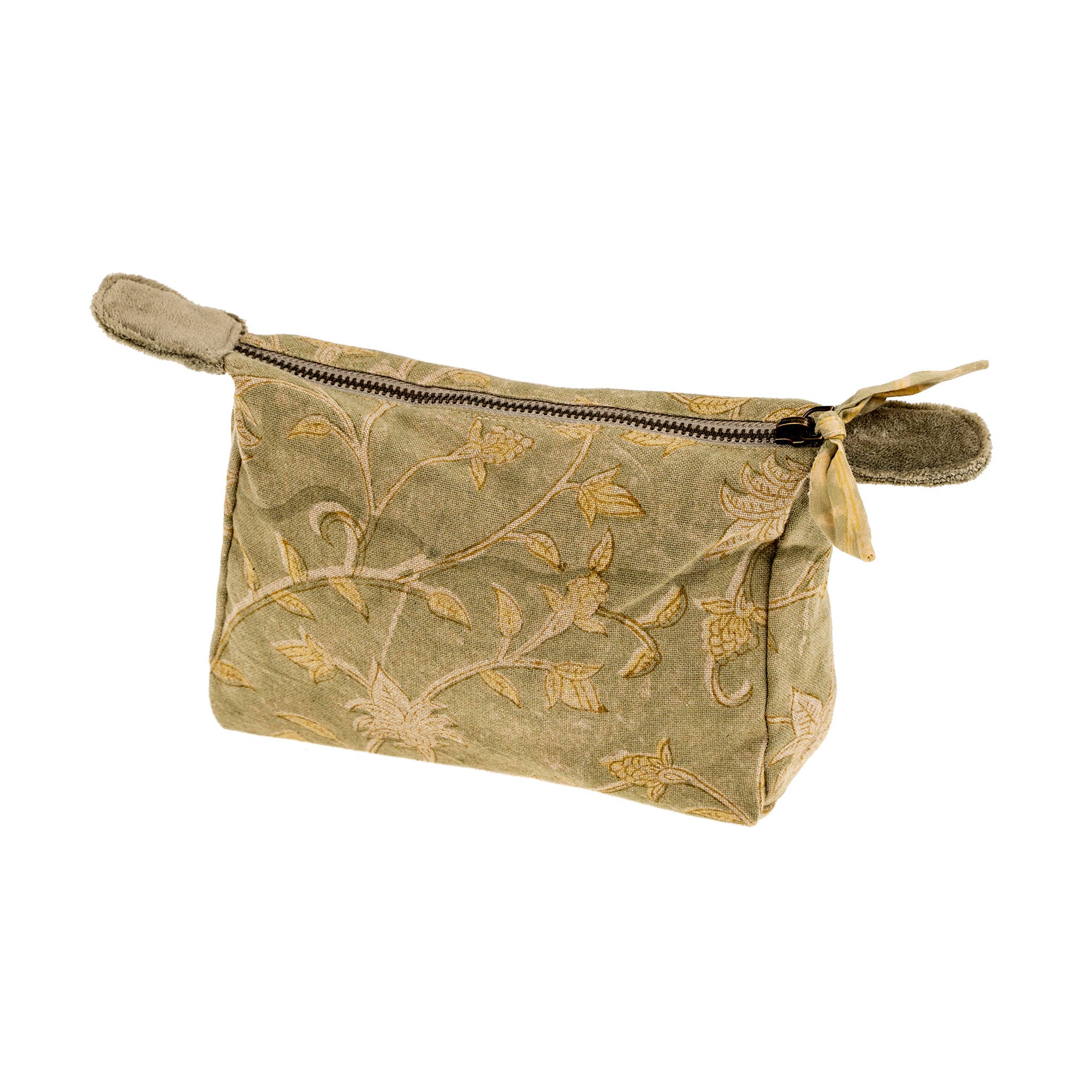 Olive Block Print Pouch S